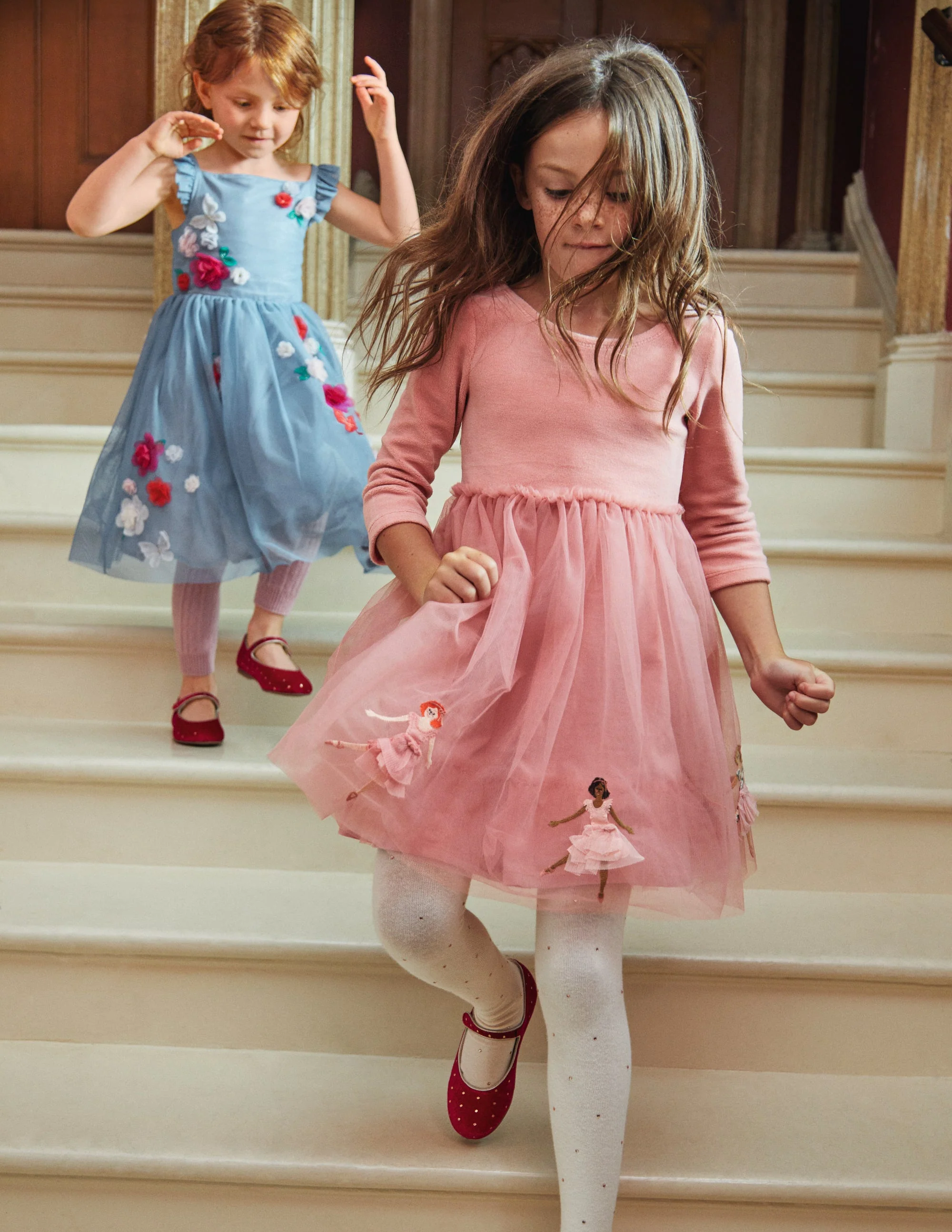 Applique Velvet Tulle Dress-Almond Pink Ballerinas - Image 4