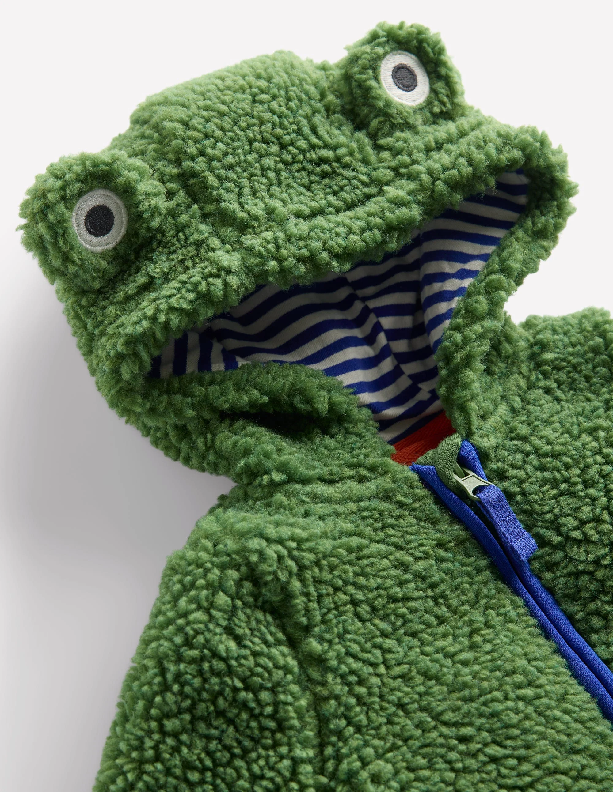 Boys Novelty Cosy Borg Jacket-Broccoli Green Frog - Image 3