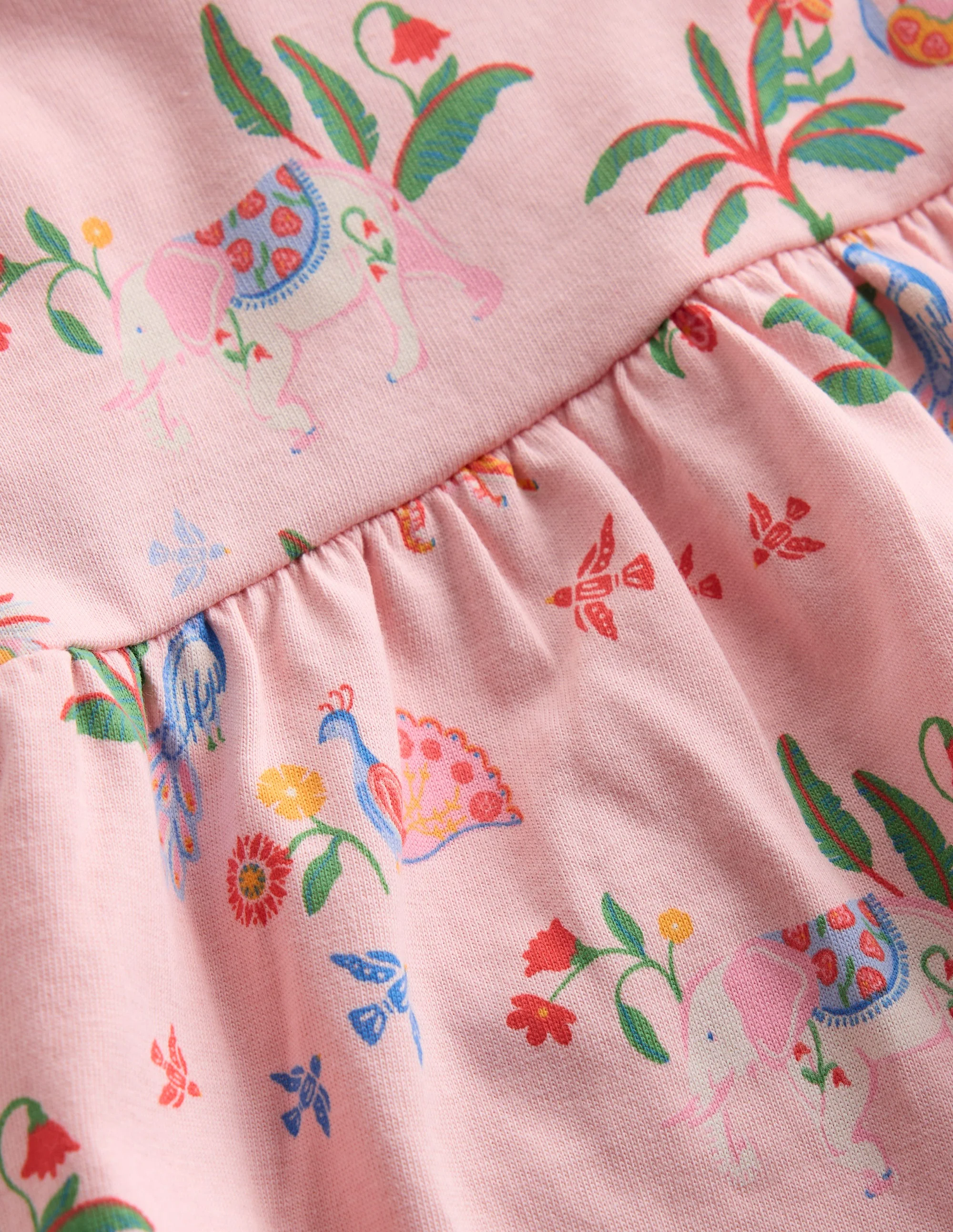 Broderie Trim Jersey Dress-Pink Tropical Animals - Image 4