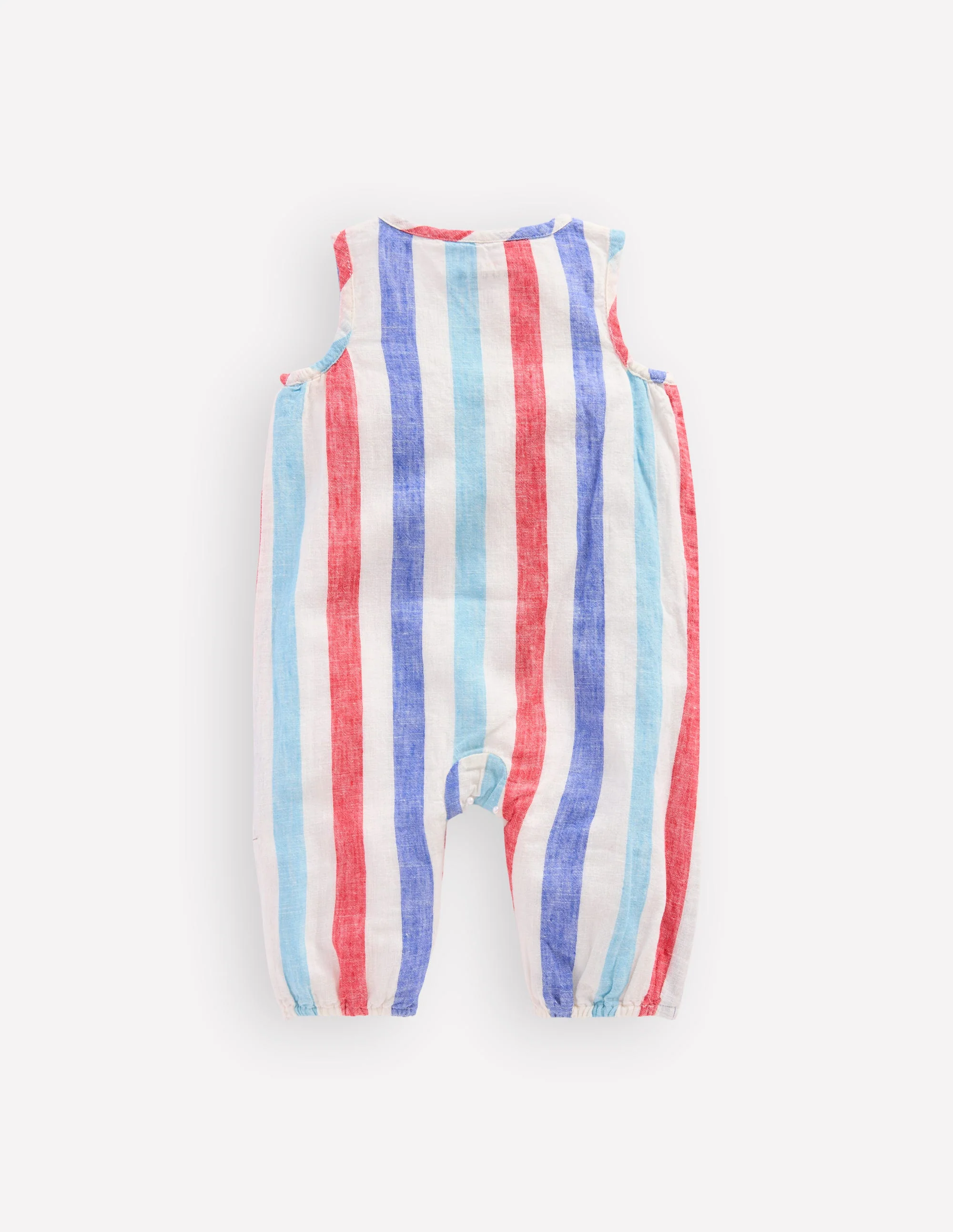 Button Down Romper-Red and Blue Multi Stripe - Image 2