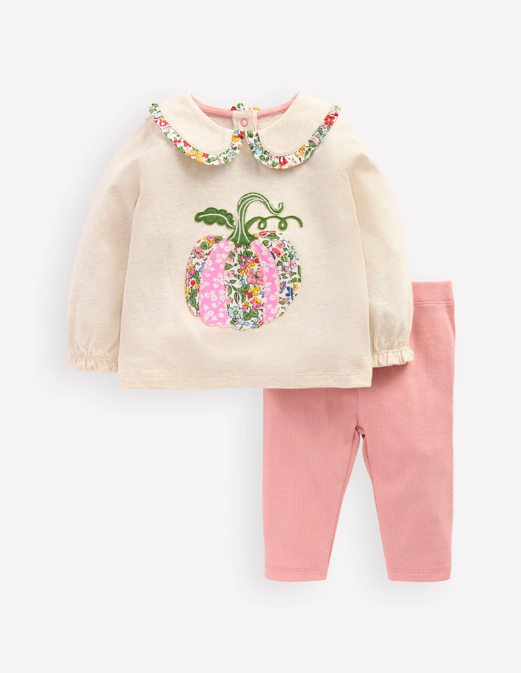 Collared Jersey Set-Oatmeal Marl