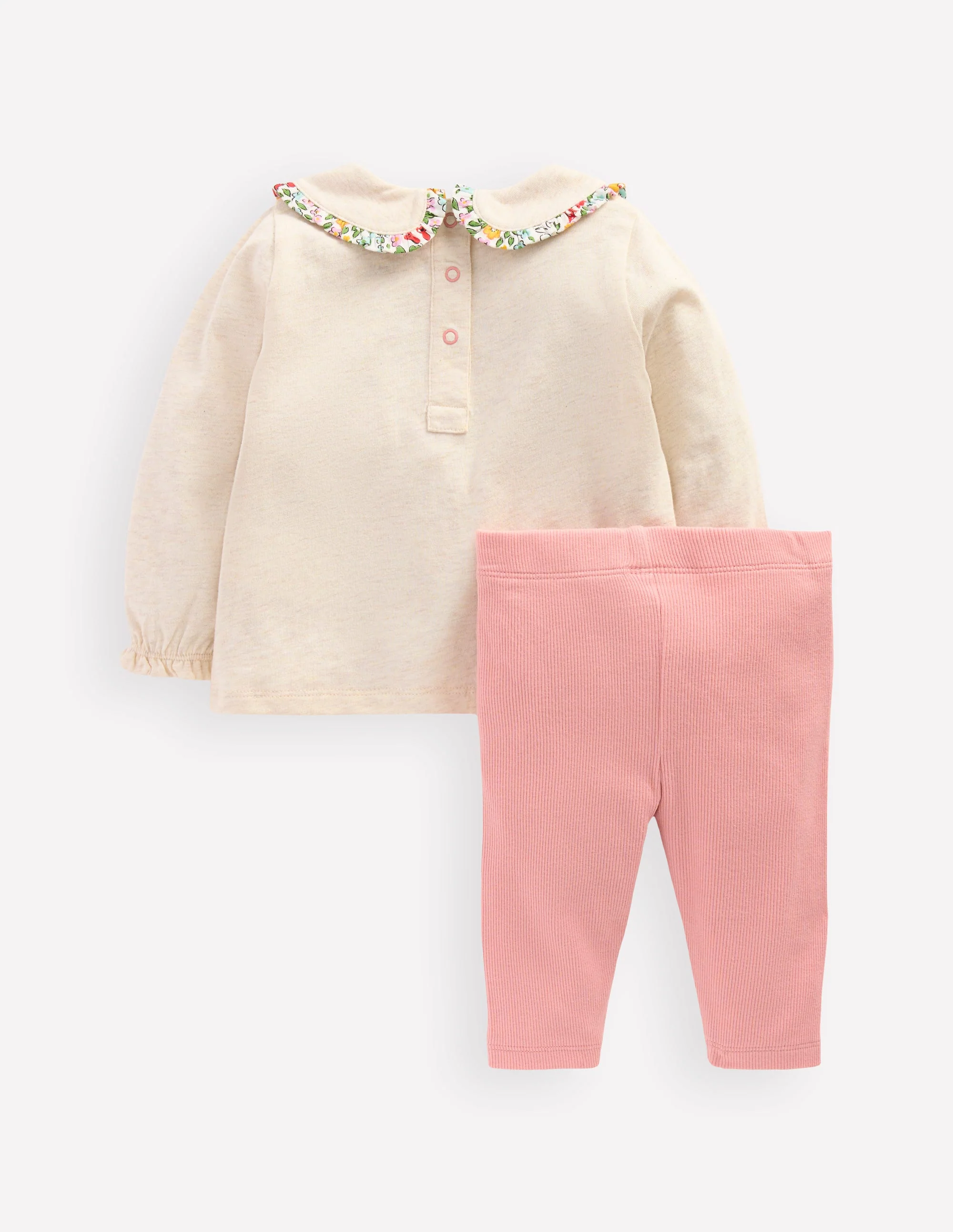 Collared Jersey Set-Oatmeal Marl - Image 2