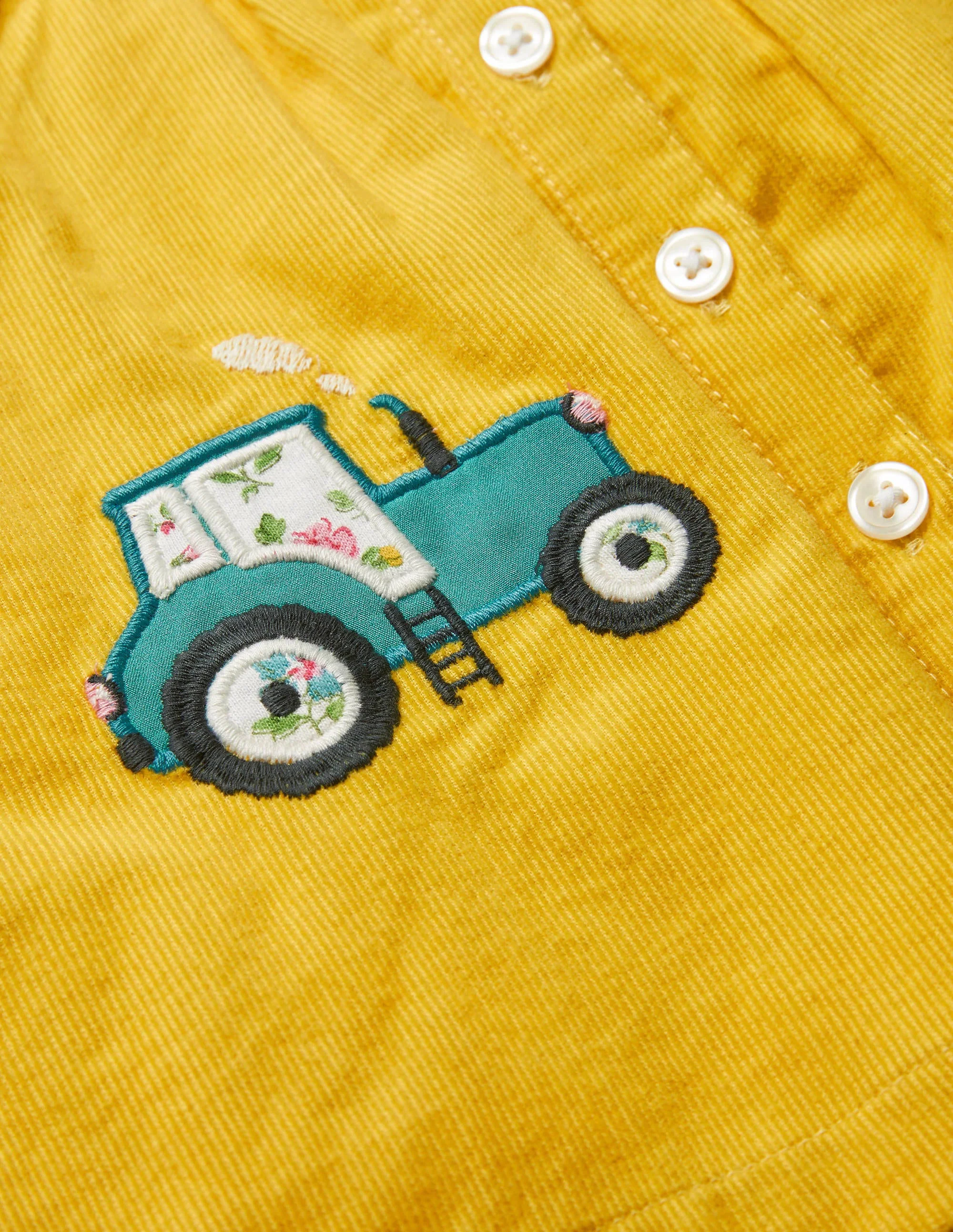 Cord 3 Piece Pinnie Set-Sweetcorn Yellow Tractors - Image 3
