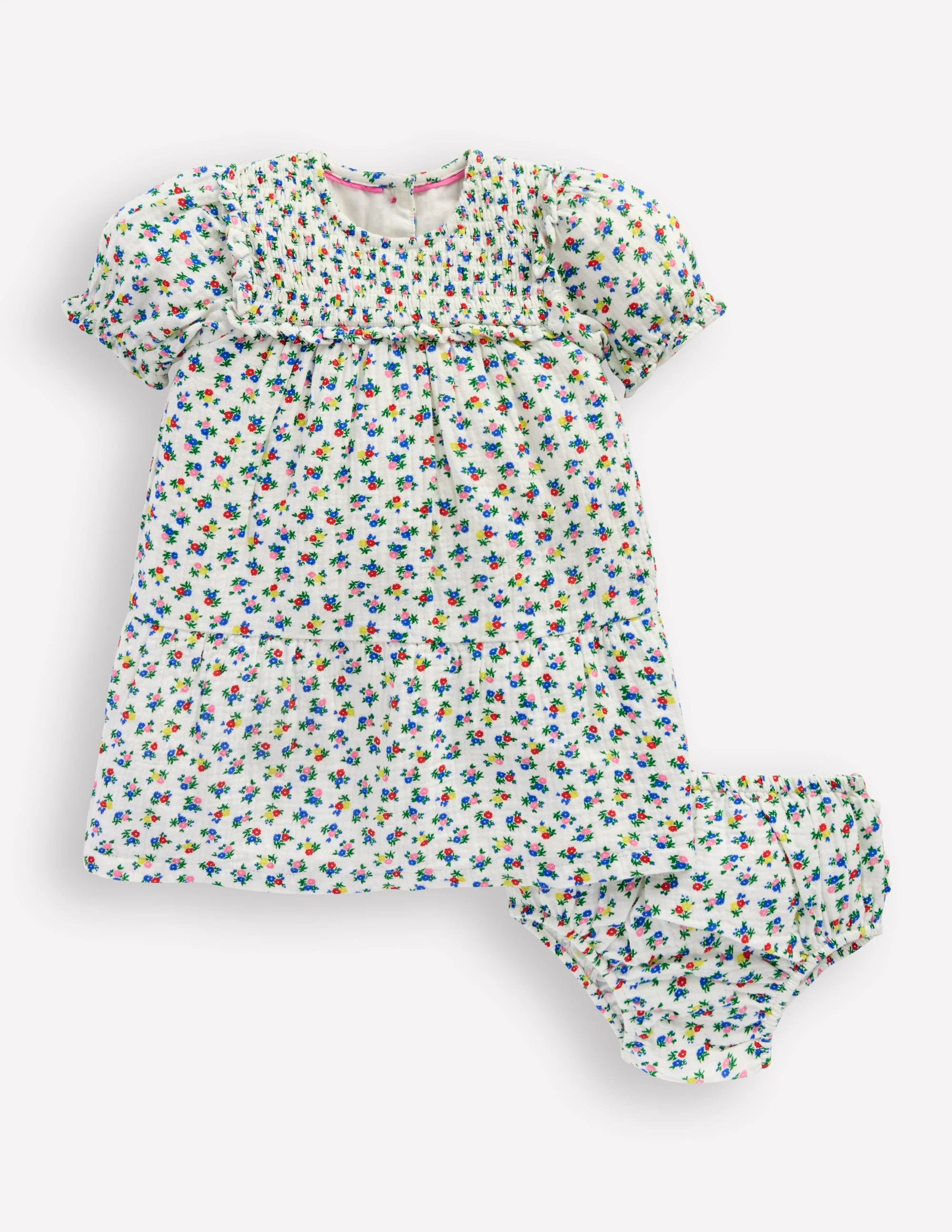 Double Cloth Dress-Soft Ivory Ditsy
