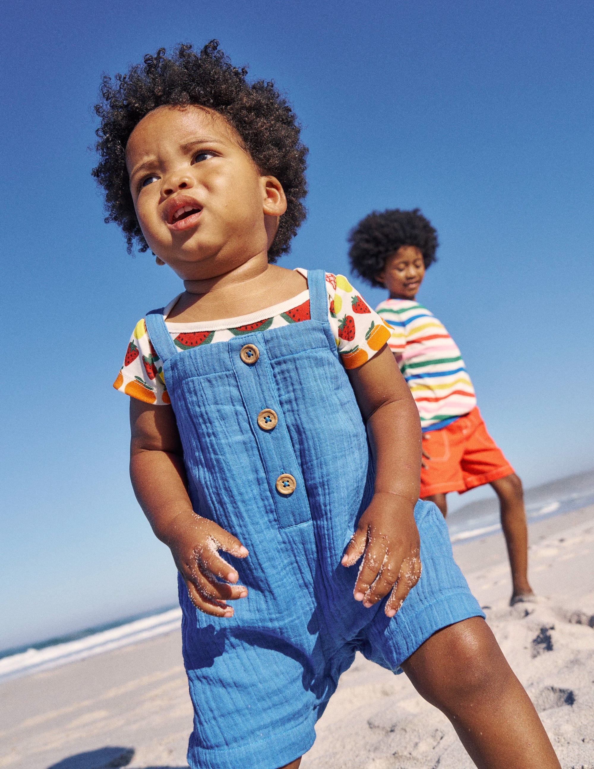 Double Cloth Overalls Set-Peacock Plume Blue Fruit - Image 7