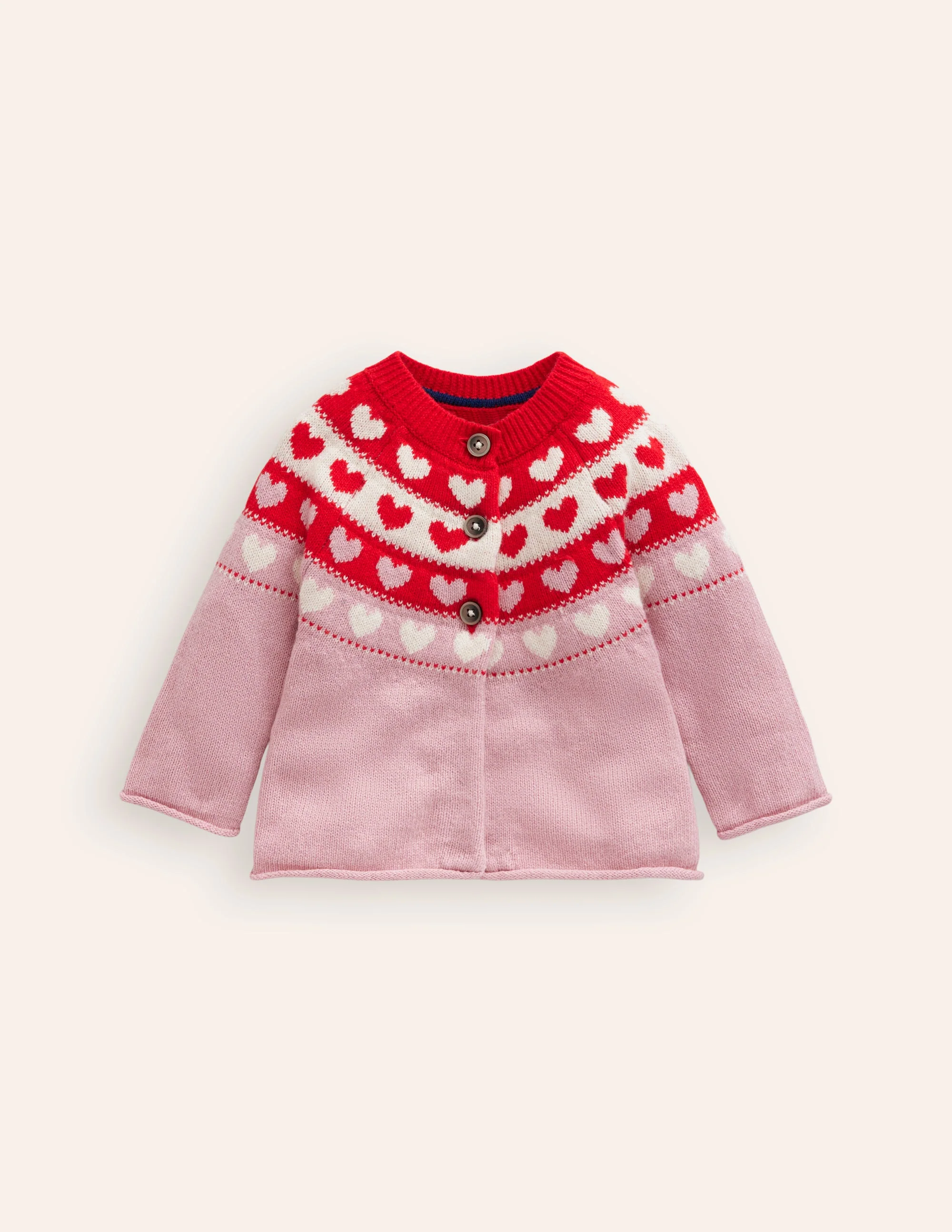 Edie Fair Isle Cardigan-Almond Pink Hearts - Image 4