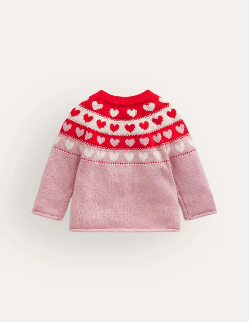 Edie Fair Isle Cardigan-Almond Pink Hearts - Image 5