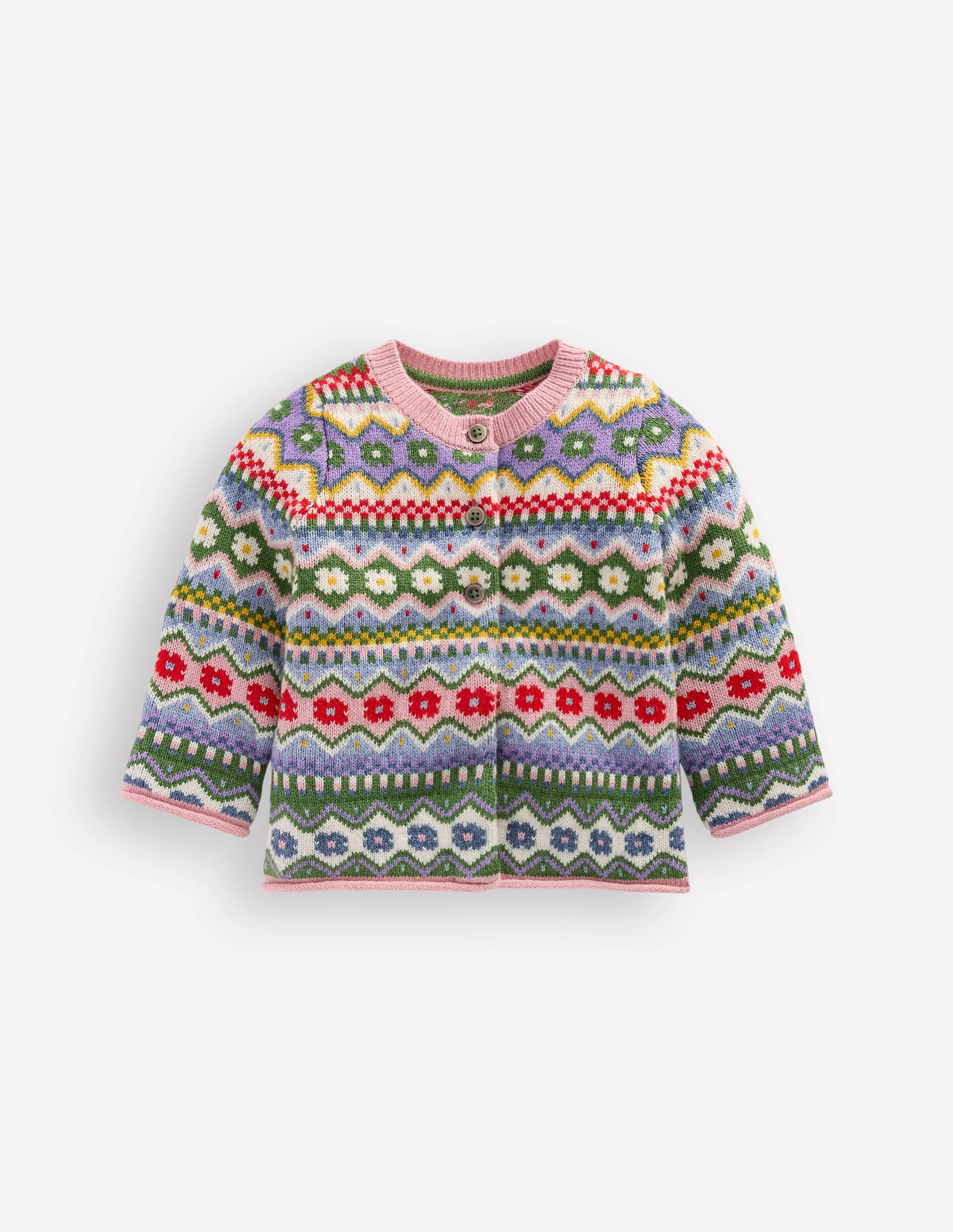 Edie Fair Isle Cardigan-Multi Flower Fair Isle