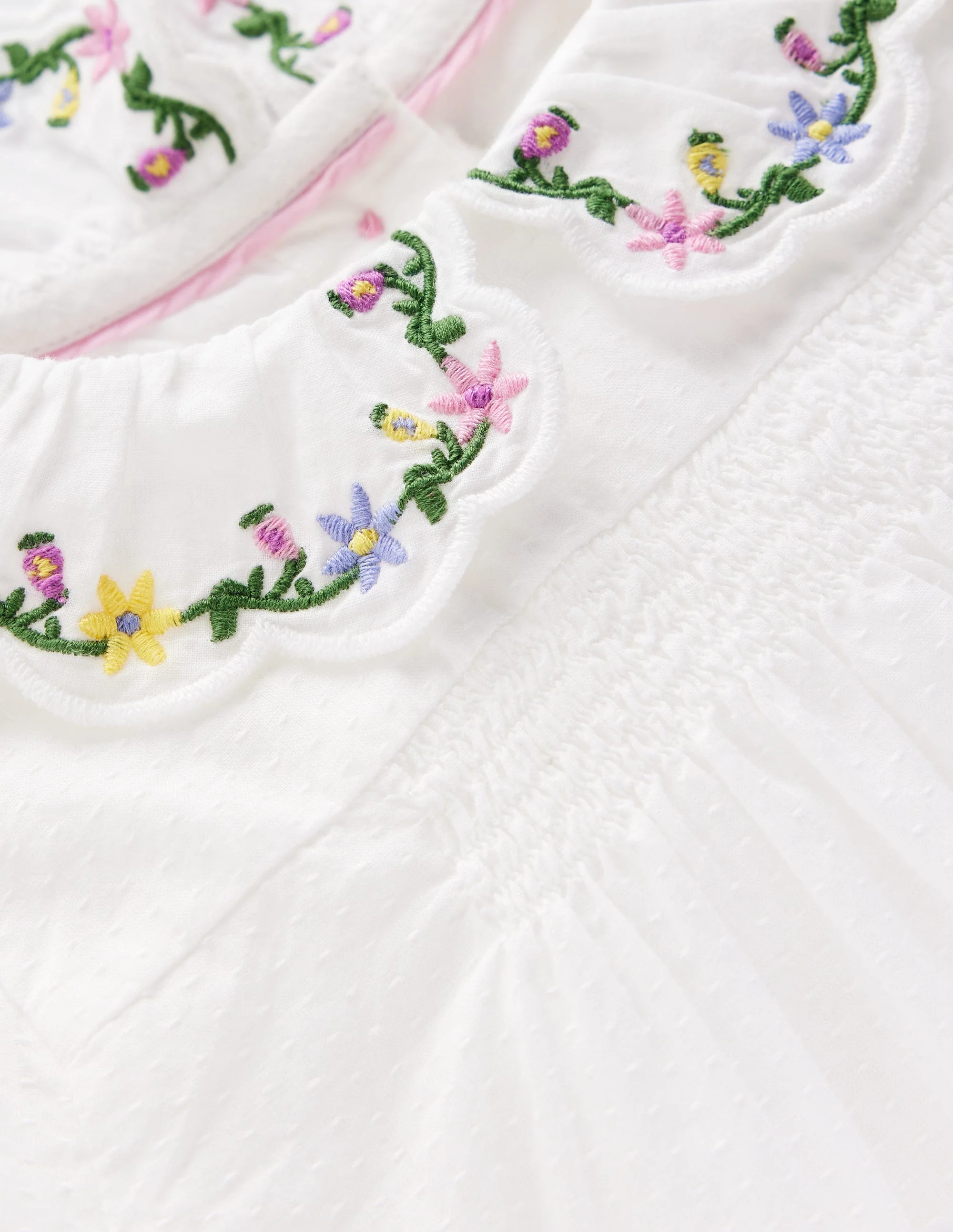 Embroidered Collar Woven Top-Soft Ivory Embroidery - Image 3
