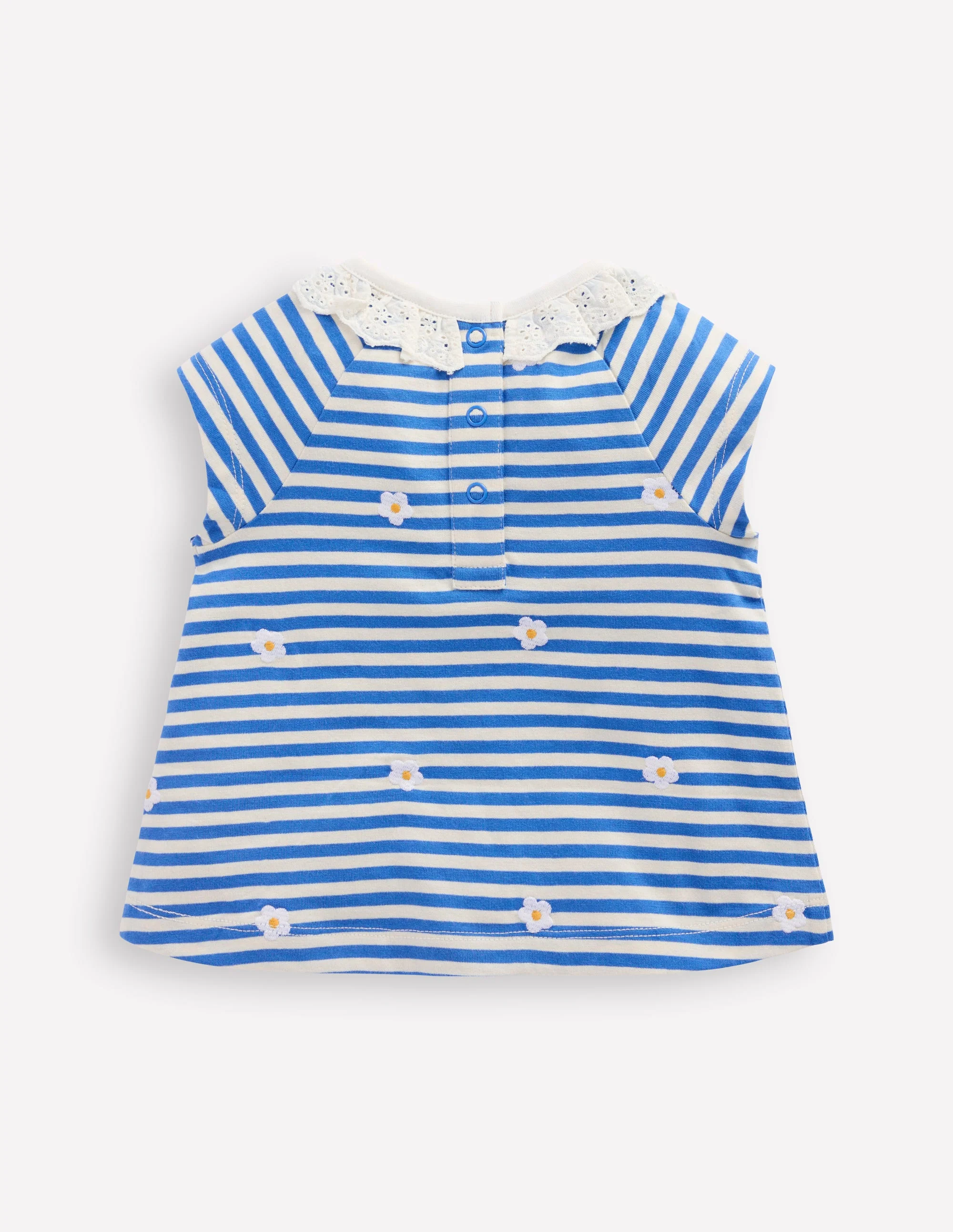 Embroidered Jersey Top-Peacock Plume Blue/ Soft Ivory - Image 2