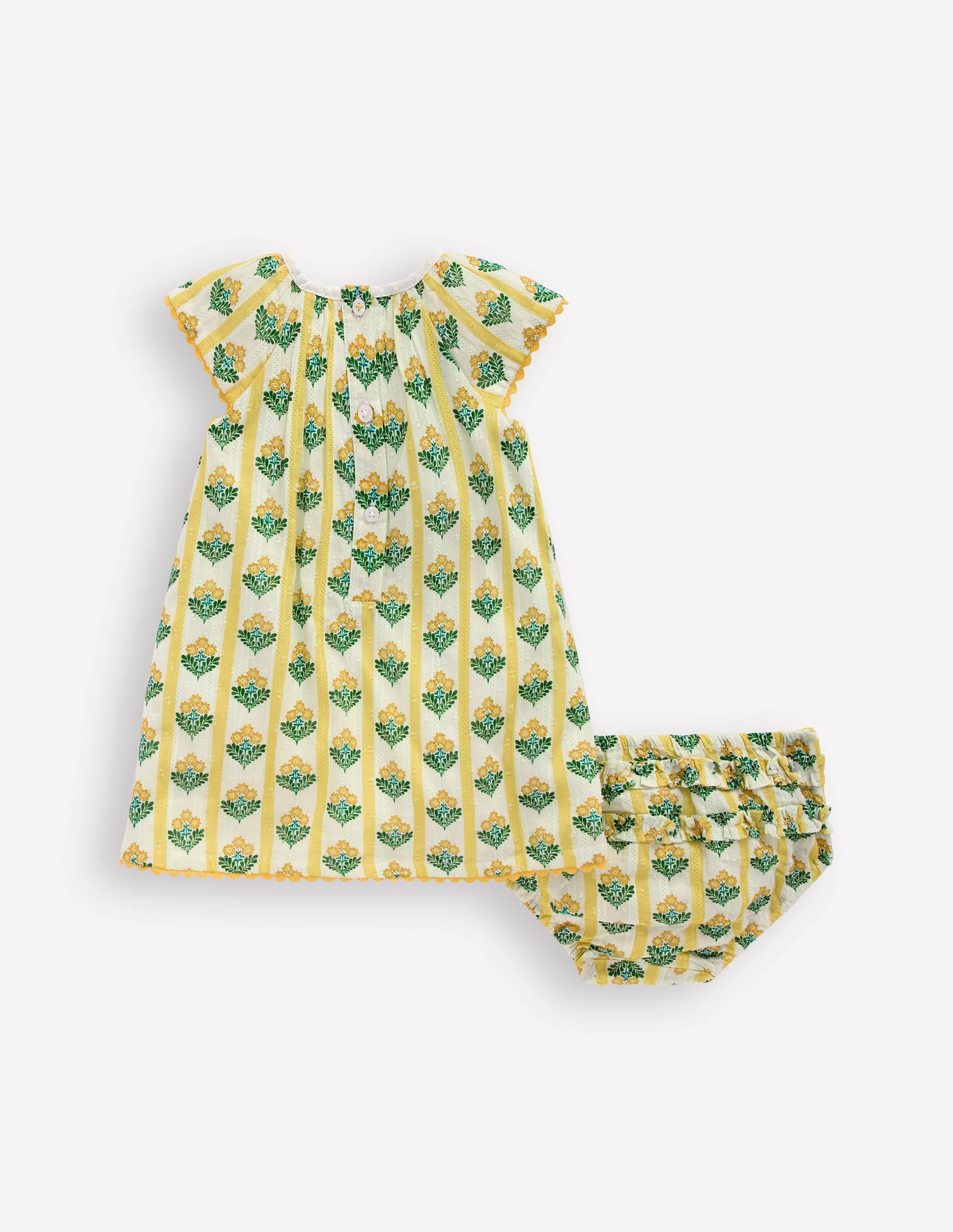 Floaty Shirred Dress-Yellow Flower Stem - Image 3