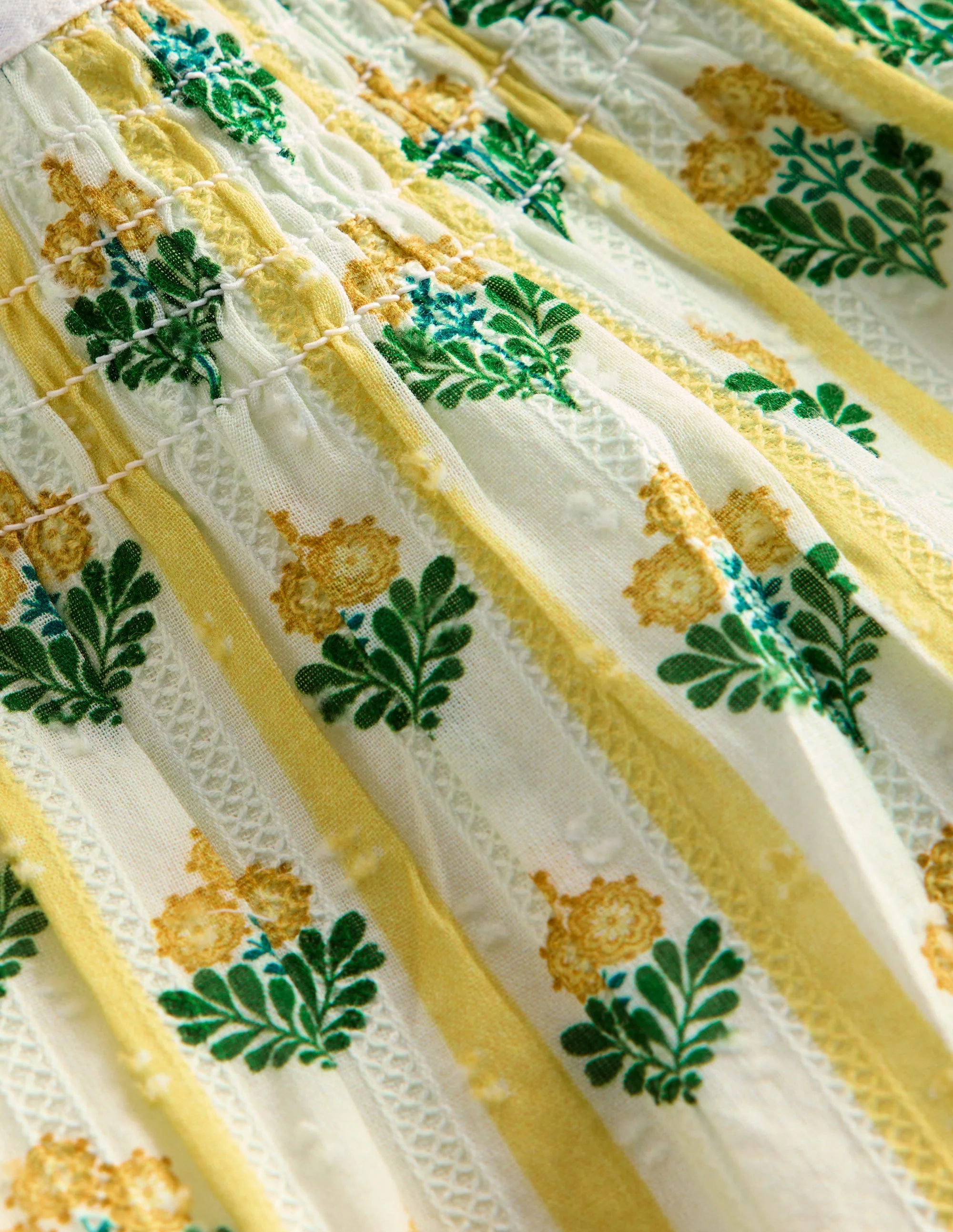 Floaty Shirred Dress-Yellow Flower Stem - Image 4