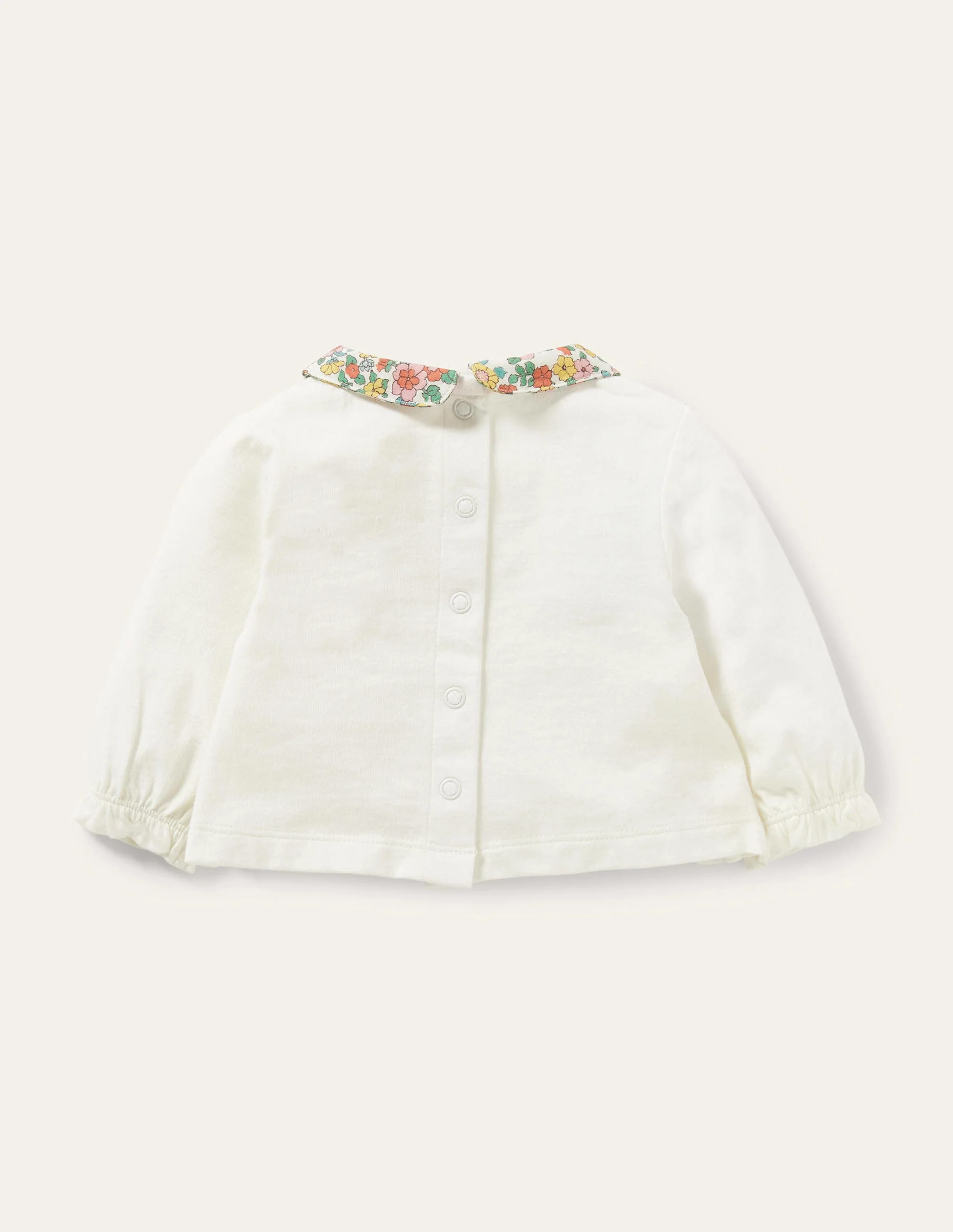 Floral Collar T-shirt-Ivory Floral - Image 2