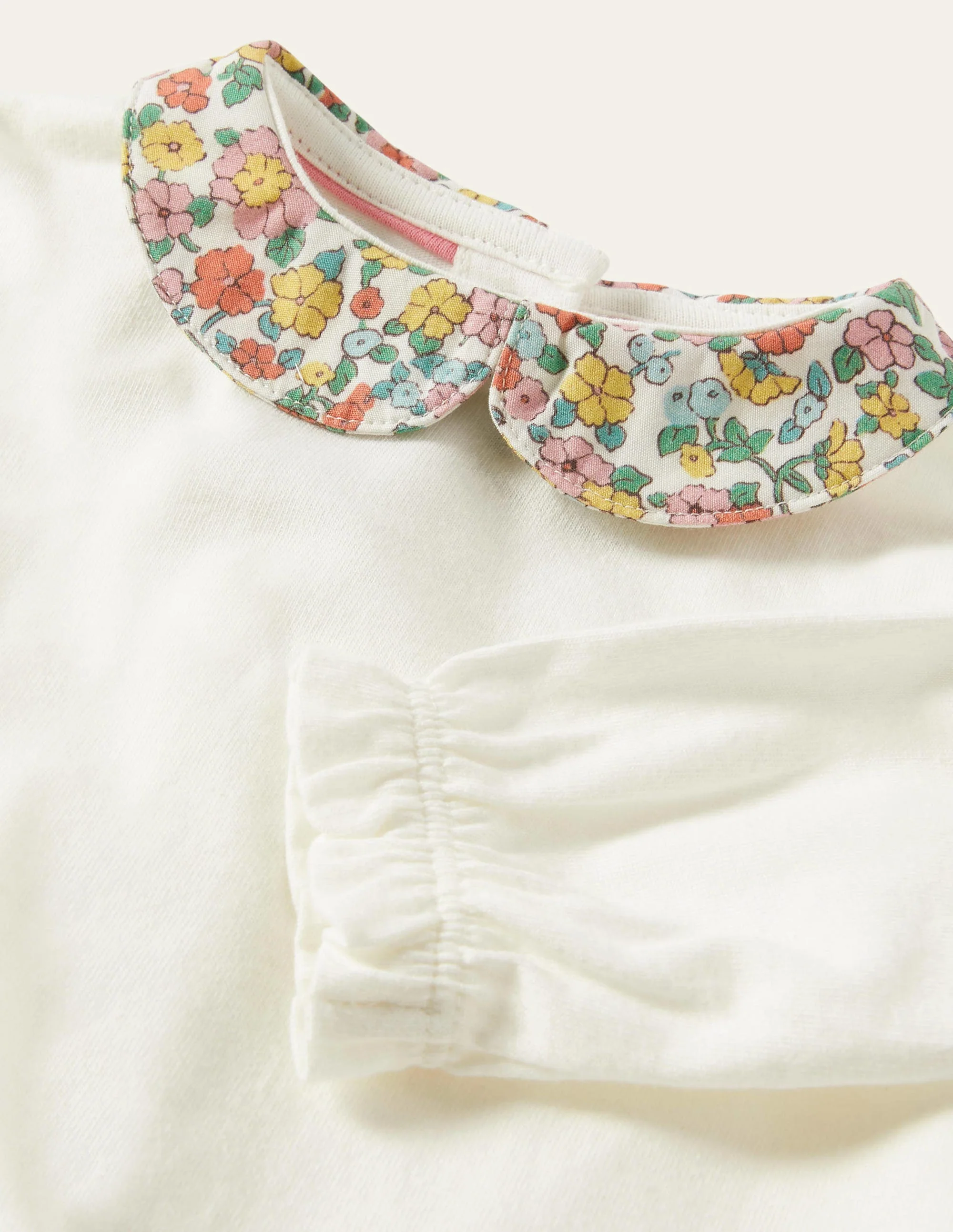 Floral Collar T-shirt-Ivory Floral - Image 3