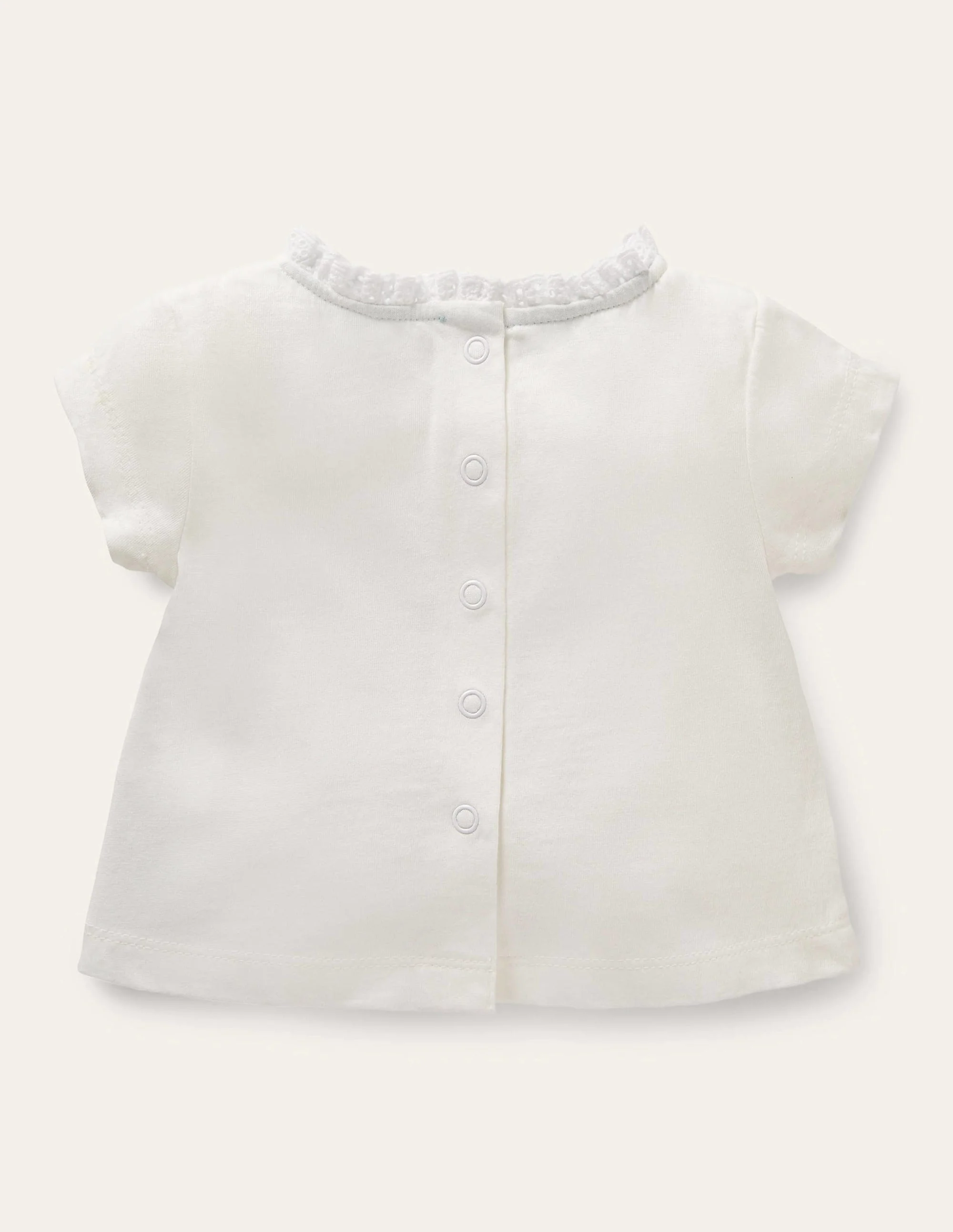 Frill Collar Applique T-shirt-Ivory Turtle - Image 2