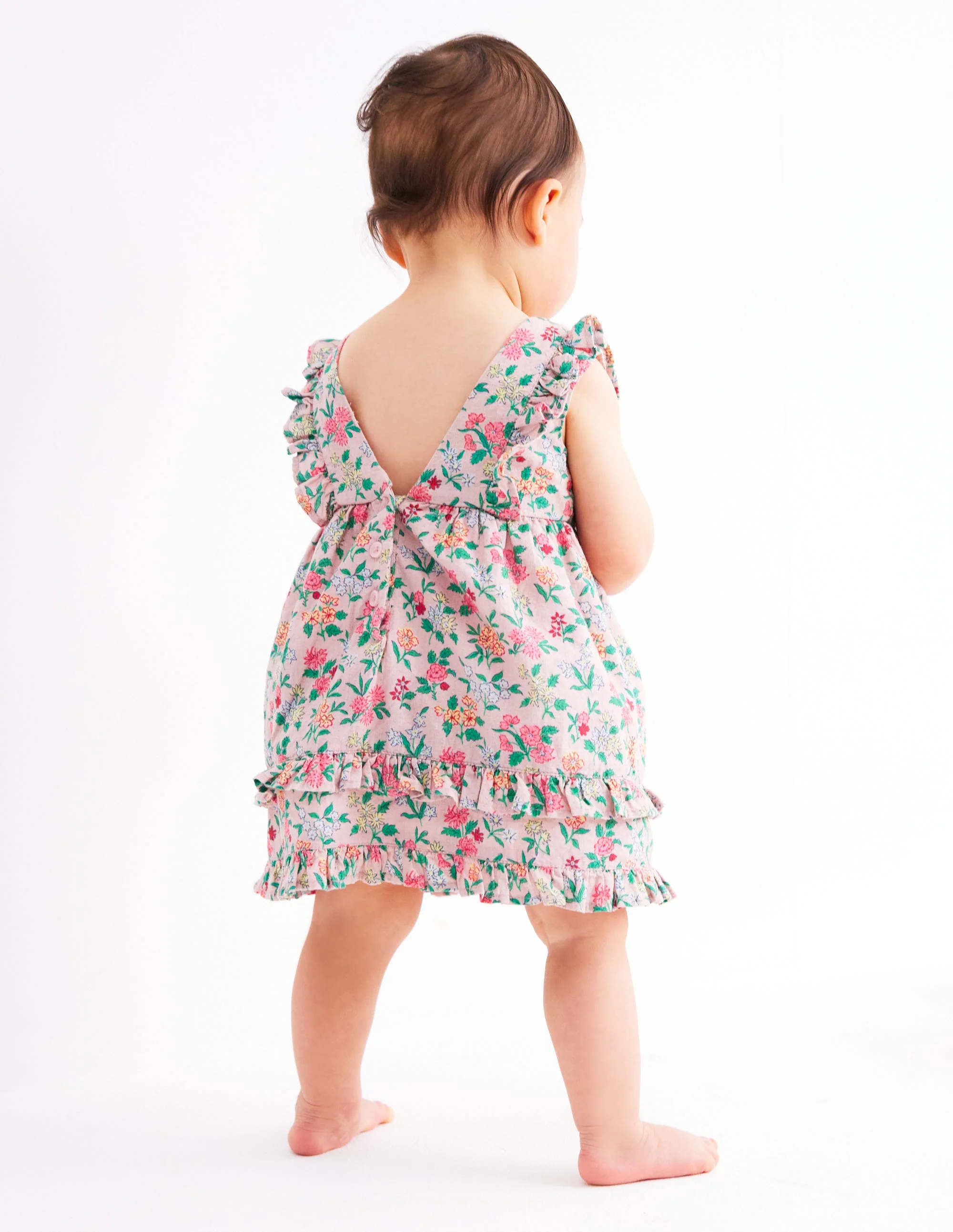 Frilly Pinny Dress-Chalk Pink Garden Ditsy - Image 3