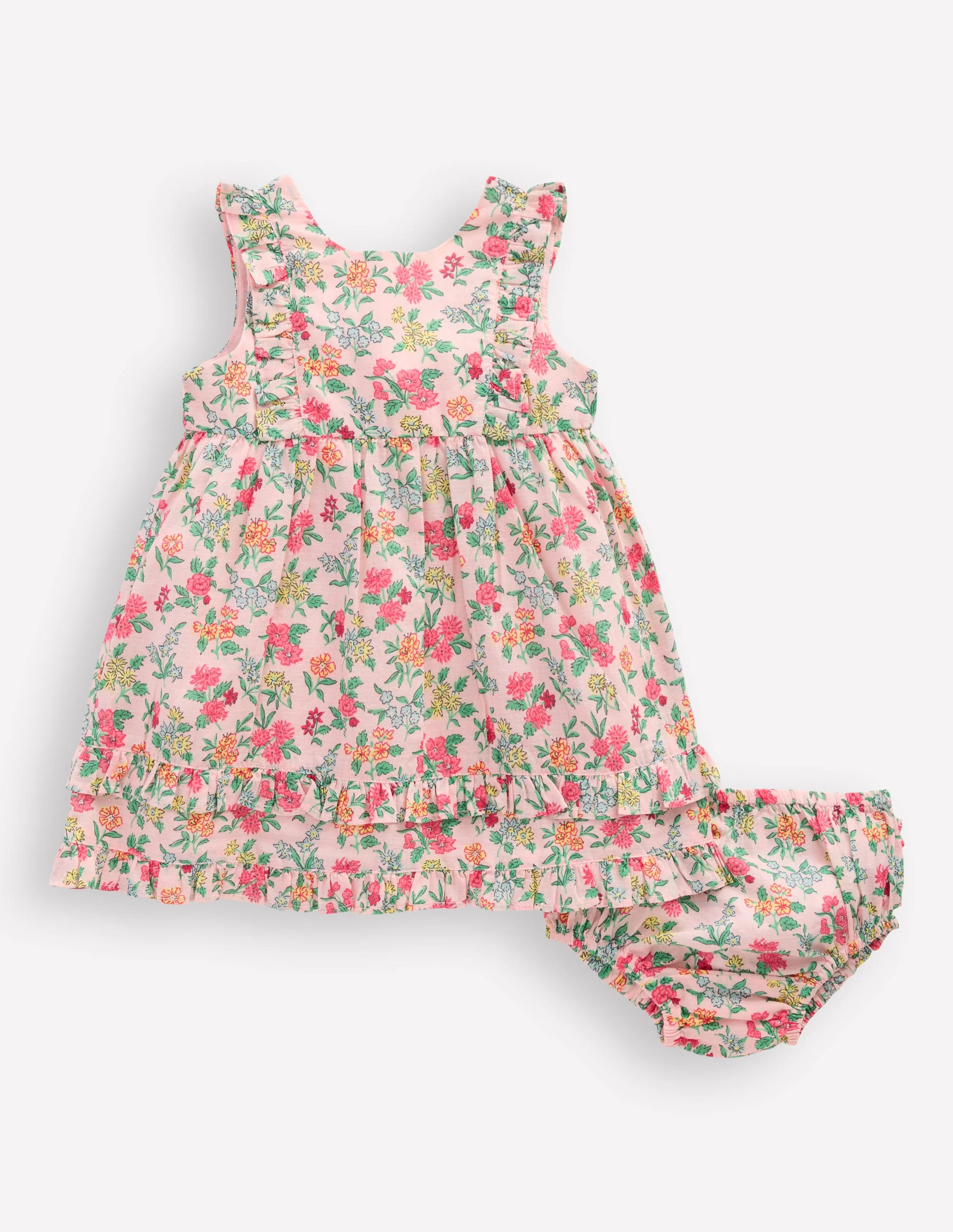 Frilly Pinny Dress-Chalk Pink Garden Ditsy - Image 6