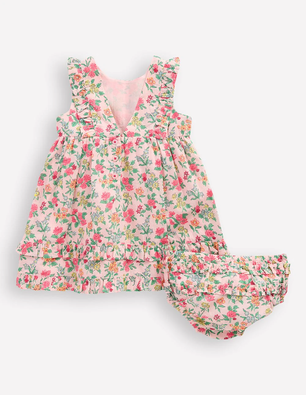 Frilly Pinny Dress-Chalk Pink Garden Ditsy - Image 7
