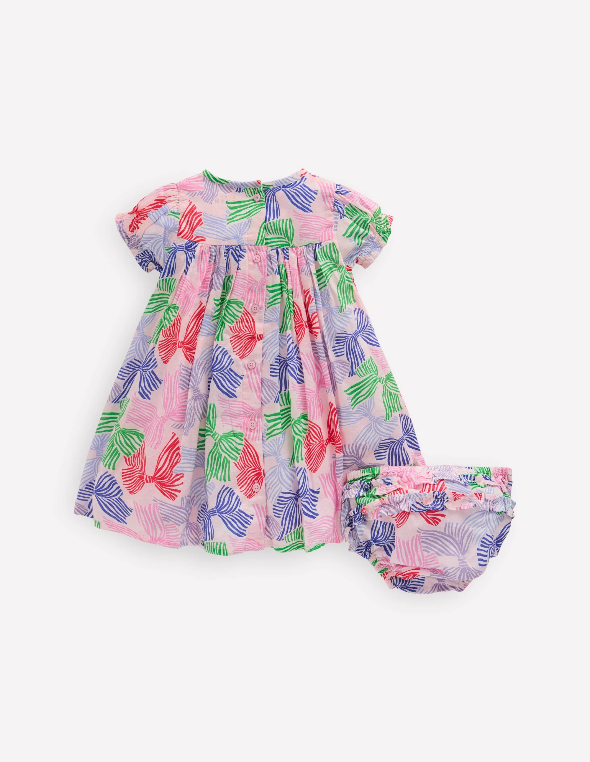 Gathered Woven Dress-French Pink Bows - Image 2