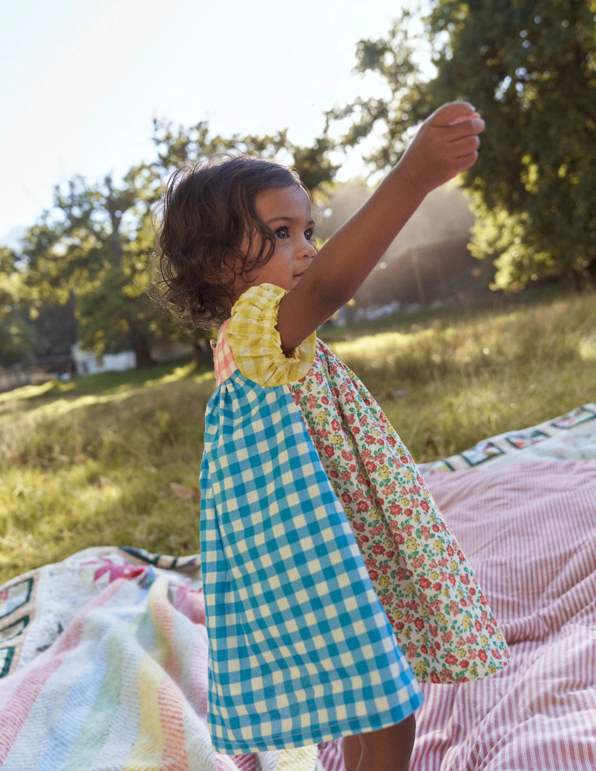 Gathered Woven Dress-Hotchpotch Multi - Image 8