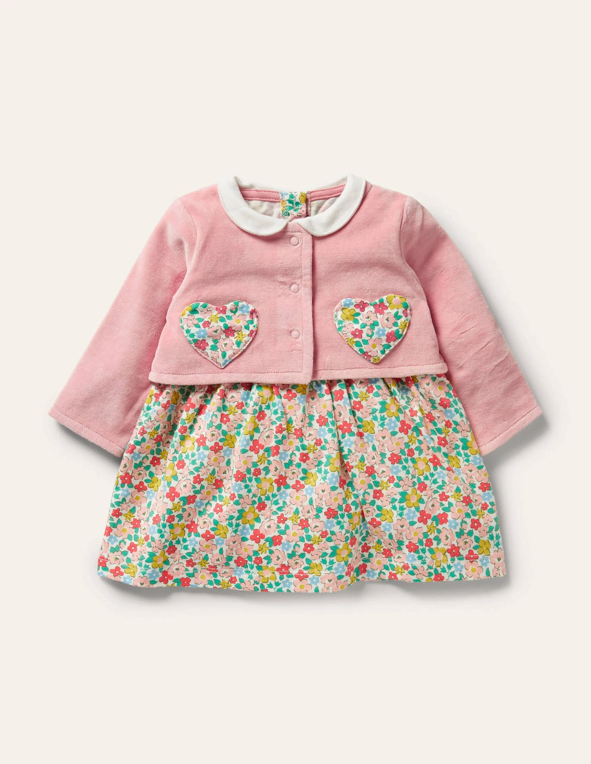 Jersey Dress and Jacket Set-Boto Pink Spring Floral