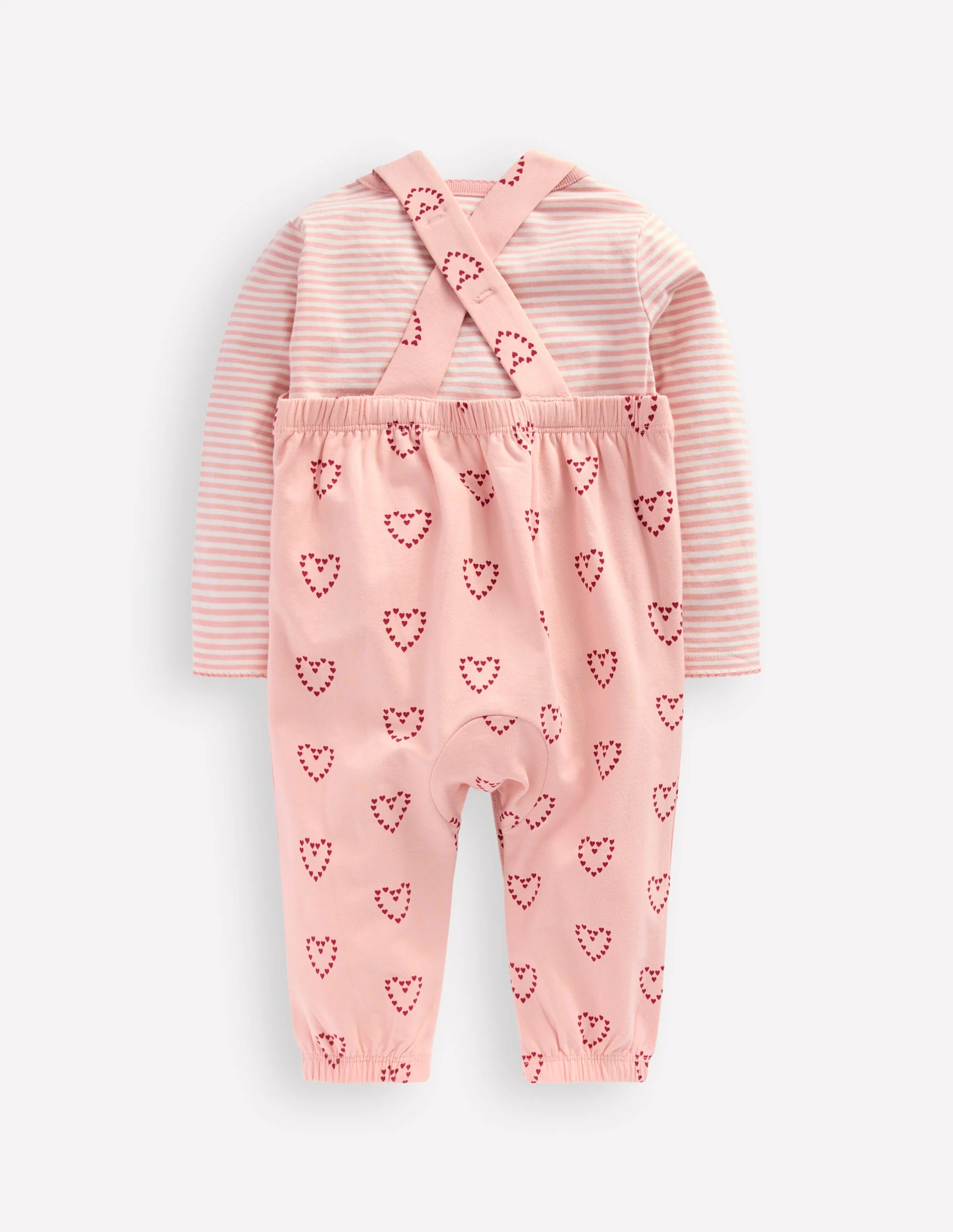 Jersey Dungaree Set-Pink Hearts - Image 2