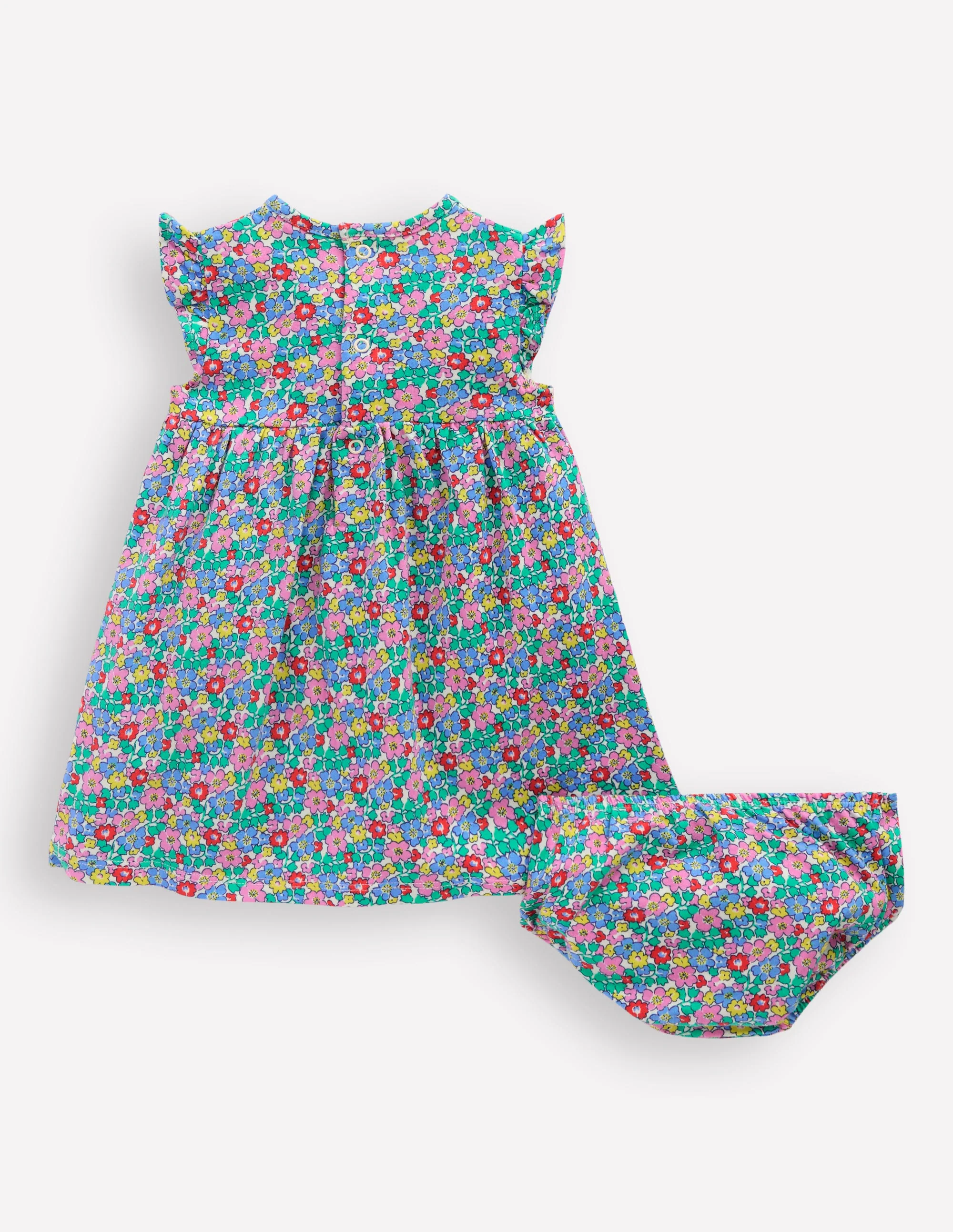 Jersey Frill Sleeve Dress-Multi Flowerbed - Image 2