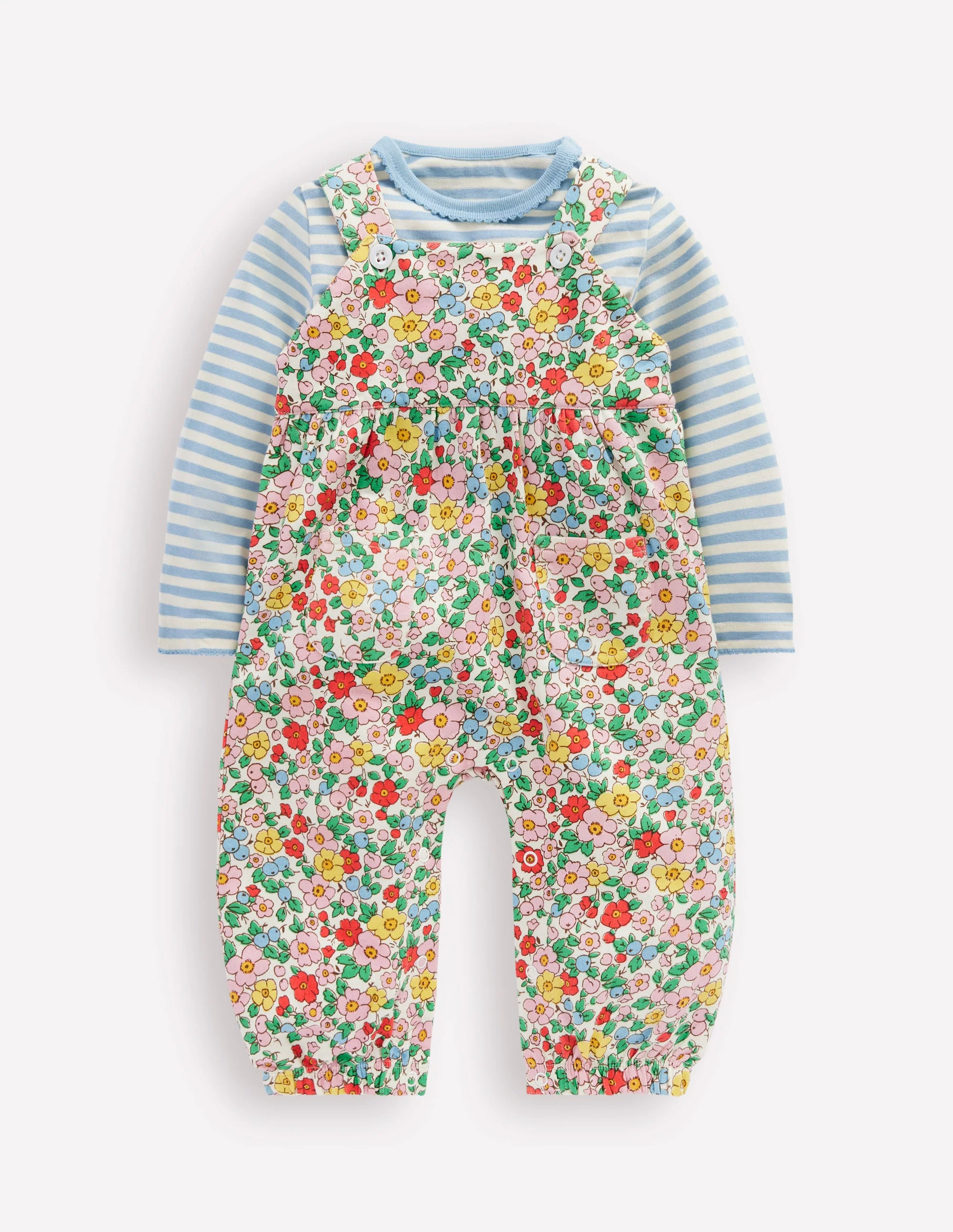 Jersey Overalls Set-Eggnog Apple Blossom