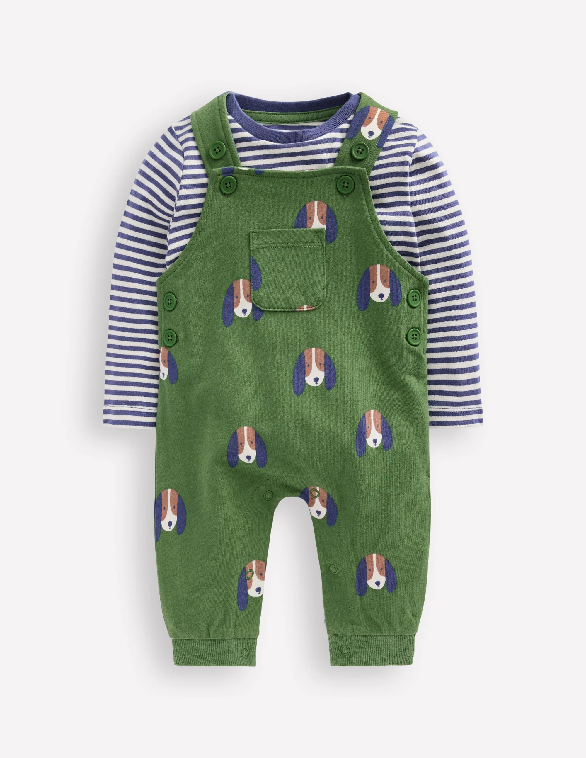 Jersey Overalls Set-Green Dogs