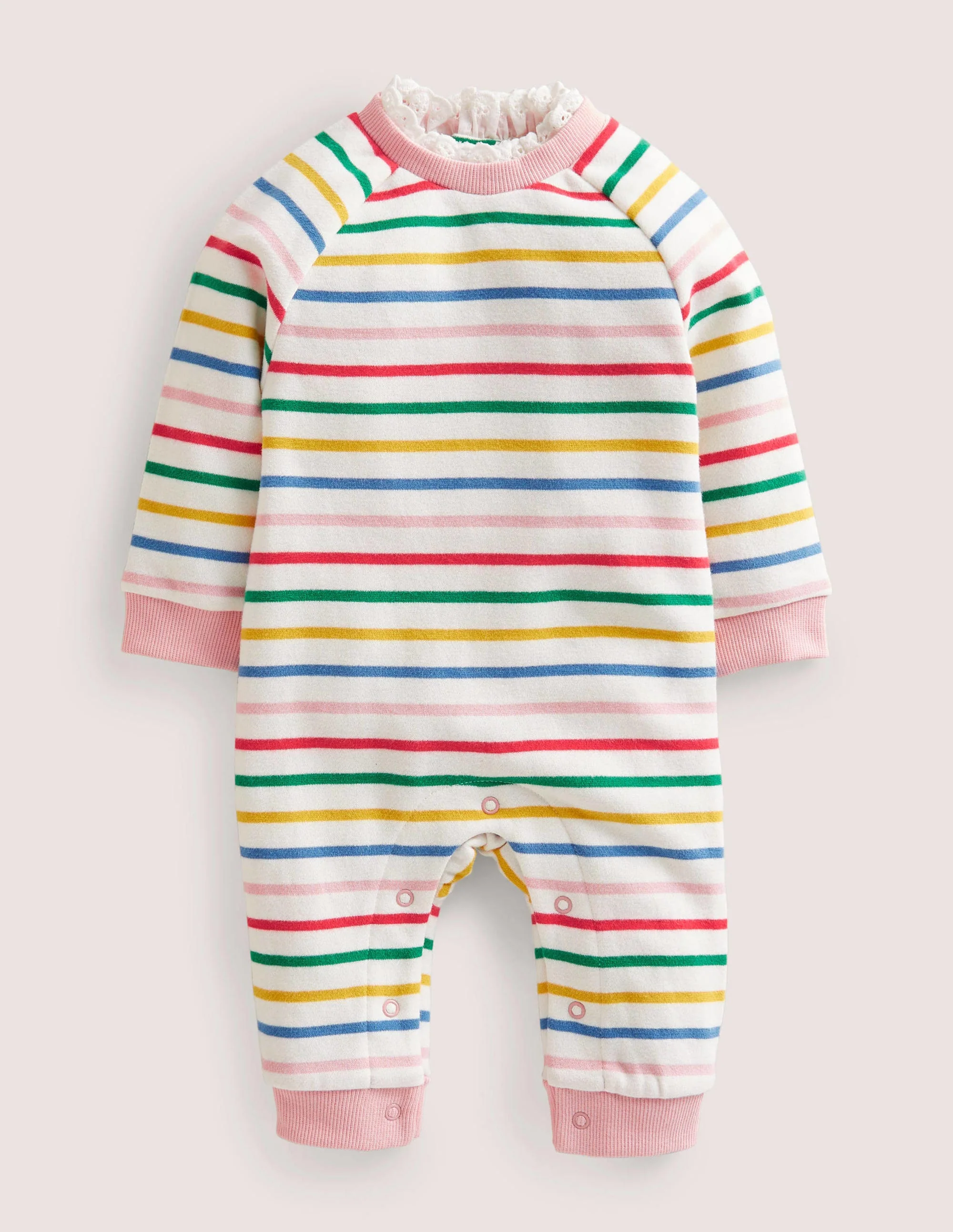 Jersey Ruffle Romper-Multi Stripe