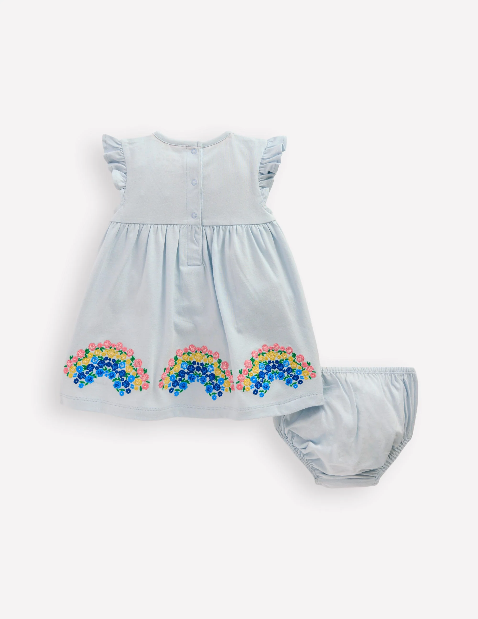 Logo Jersey Frill Sleeve Dress-Blue Rainbow - Image 2