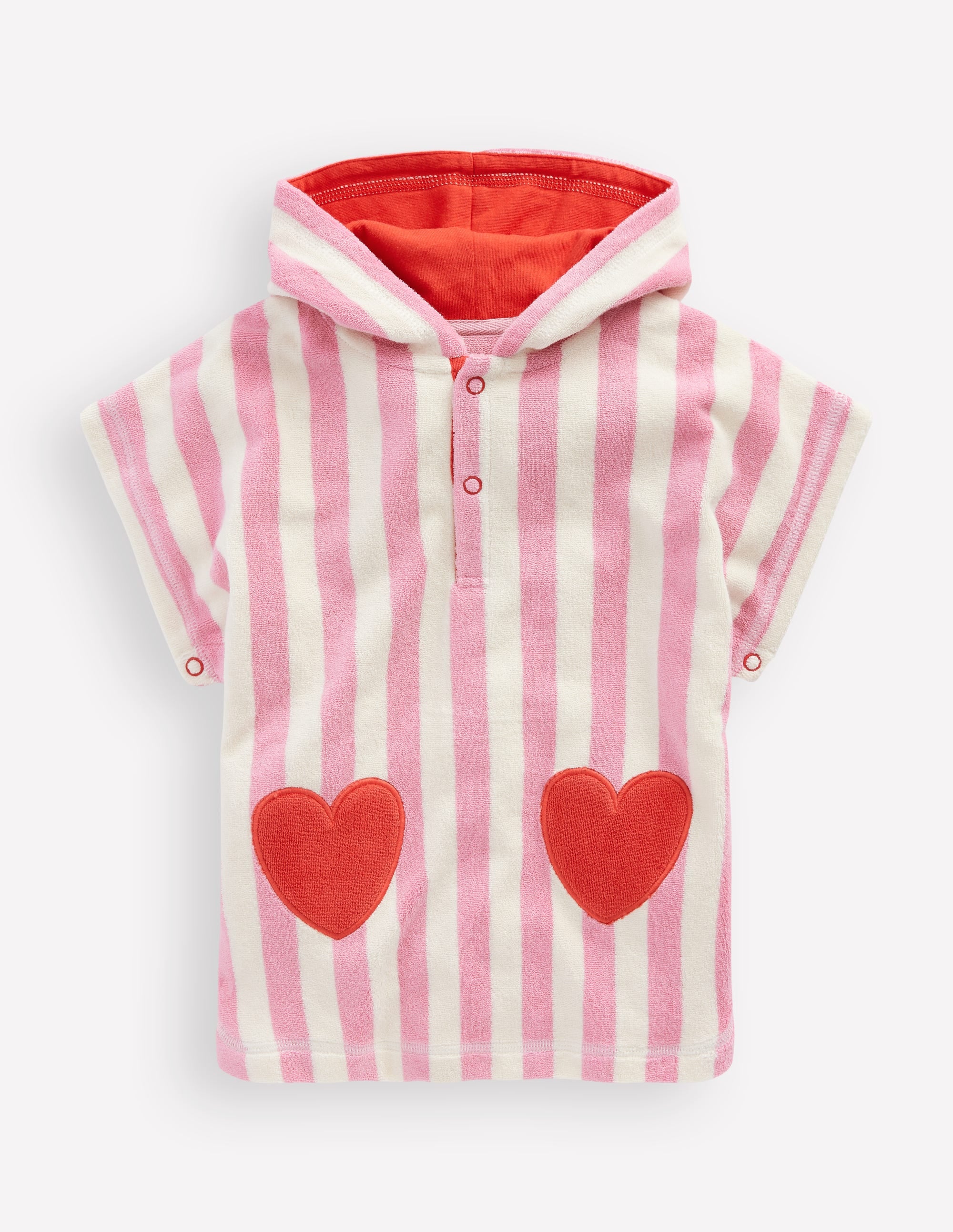Novelty Towelling Throw-on-Bubblegum Pink Heart Stripe