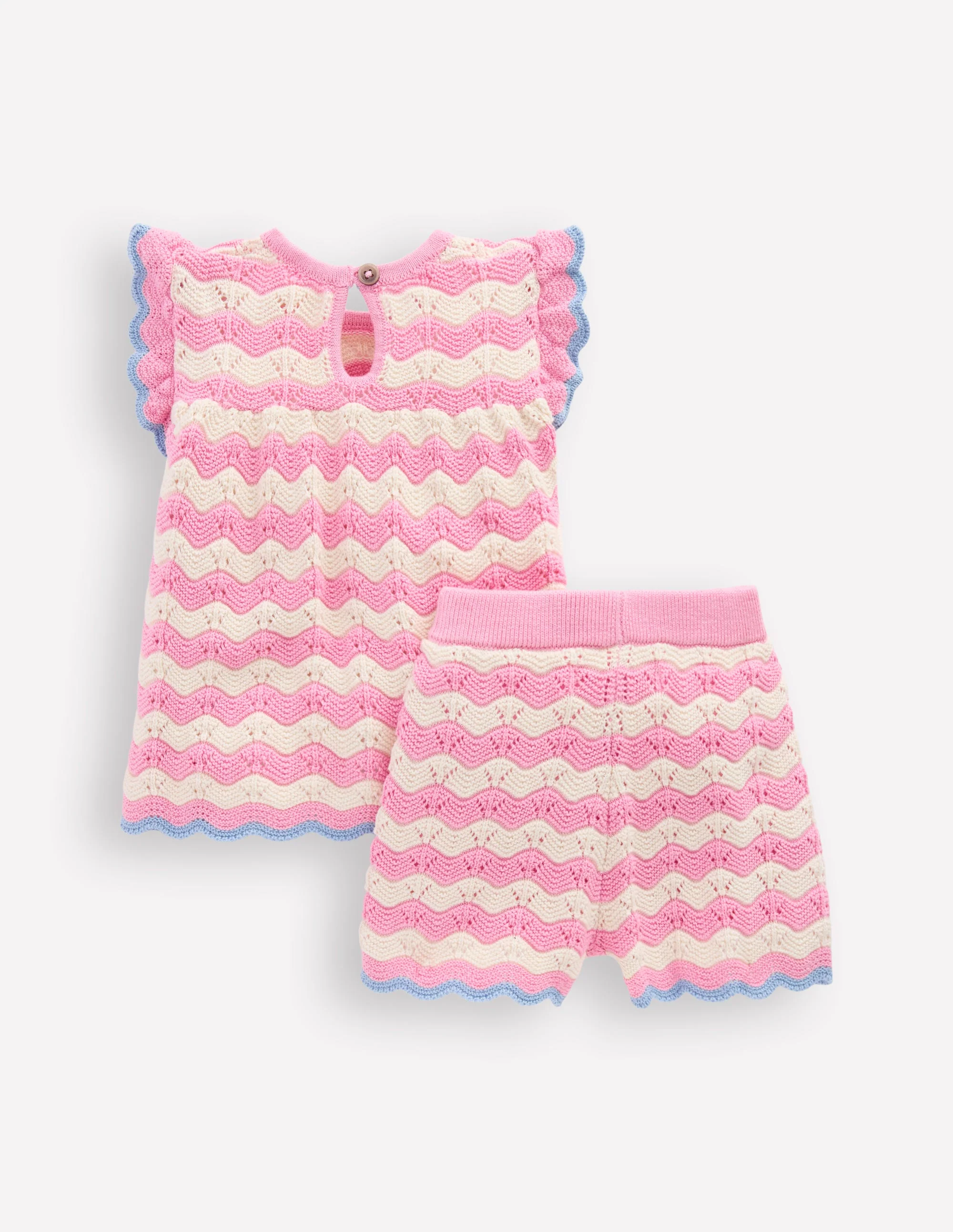 Pointelle Knitted Play Set-Pink Wave - Image 2