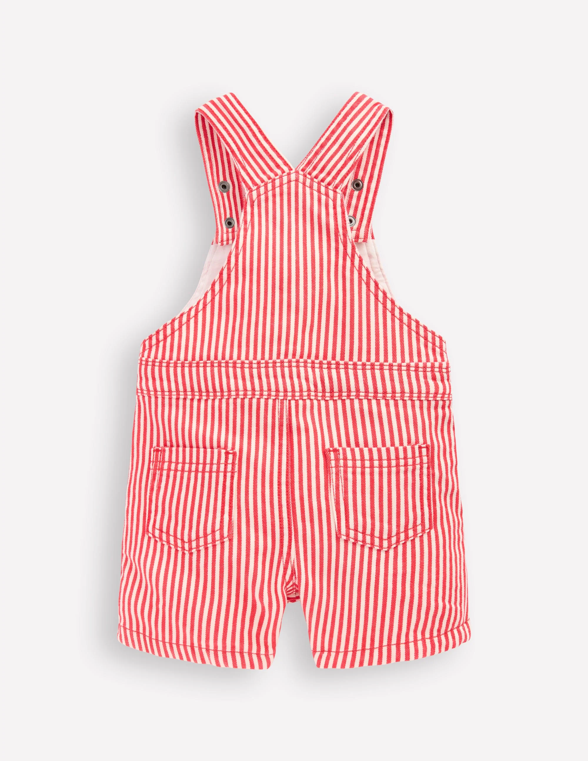 Short Woven Overalls-Red Stripe - Image 2