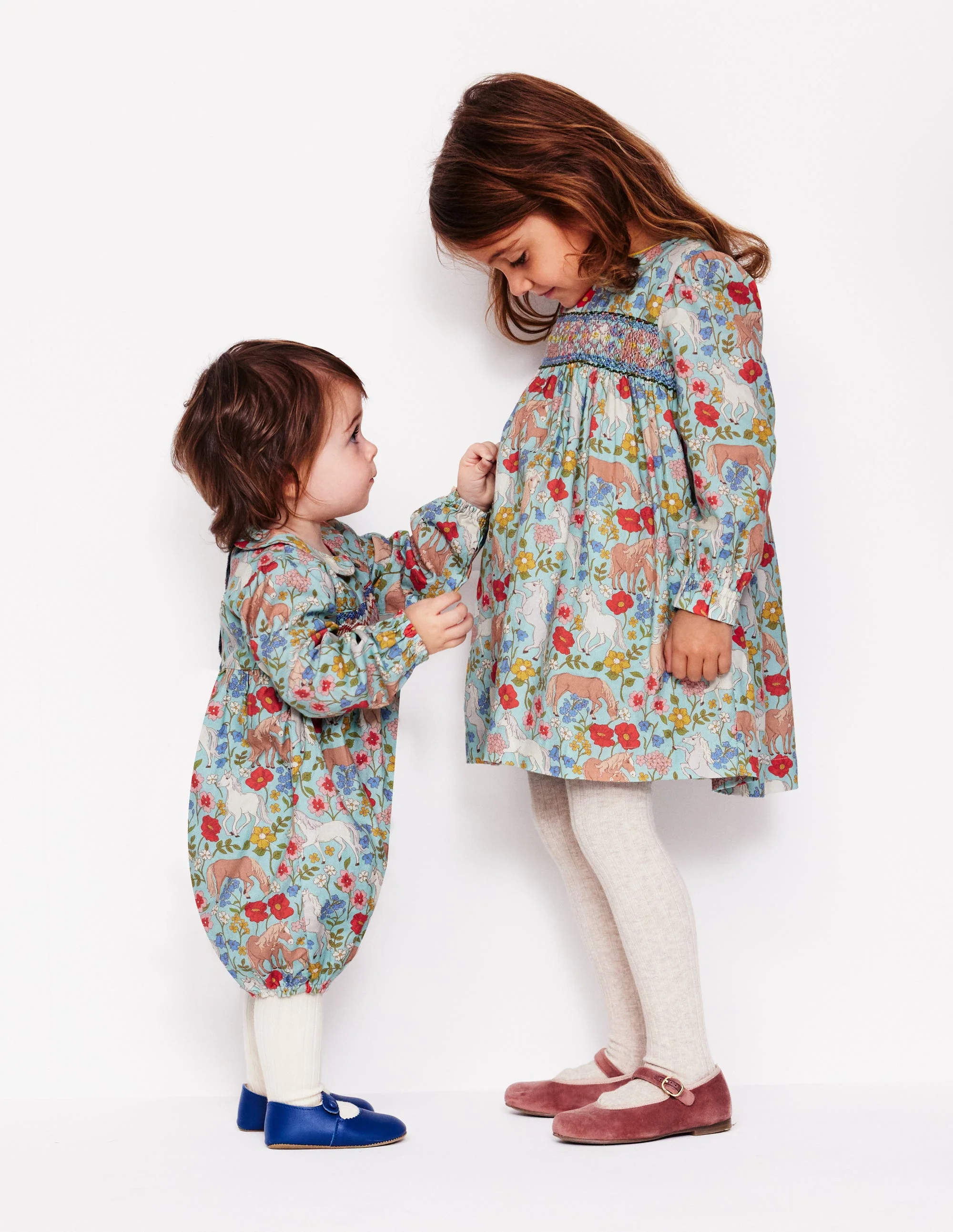Smocked Romper-Blue Pony Floral - Image 5
