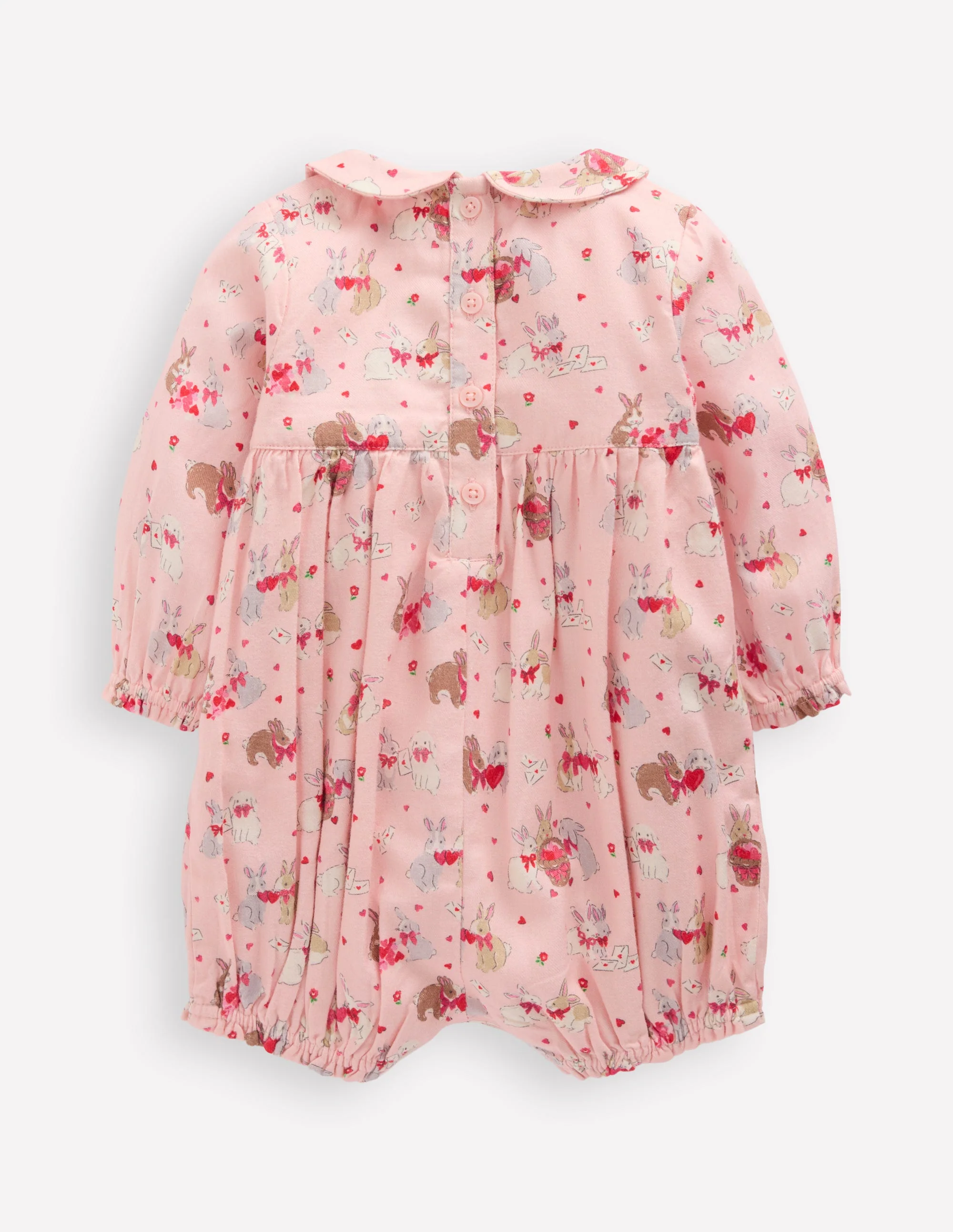 Smocked Romper-Pink Love Bunnies - Image 2