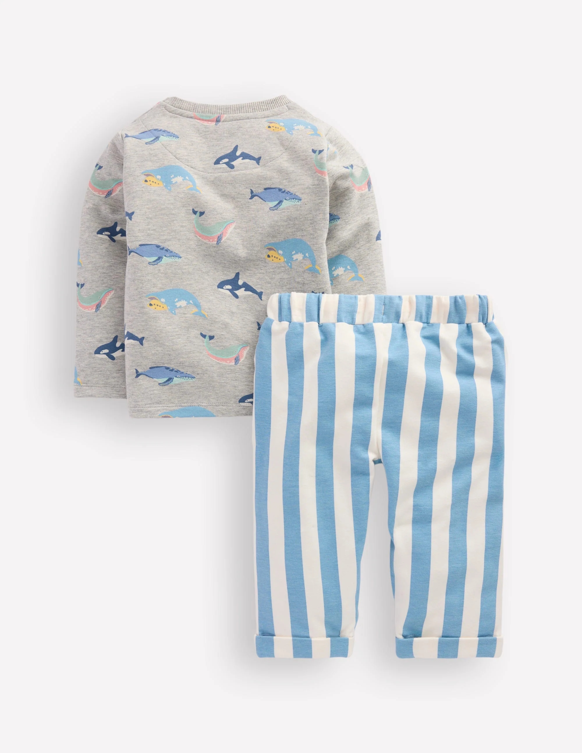 Striped Sweat Play Set-Blue Stripe Whales - Image 2