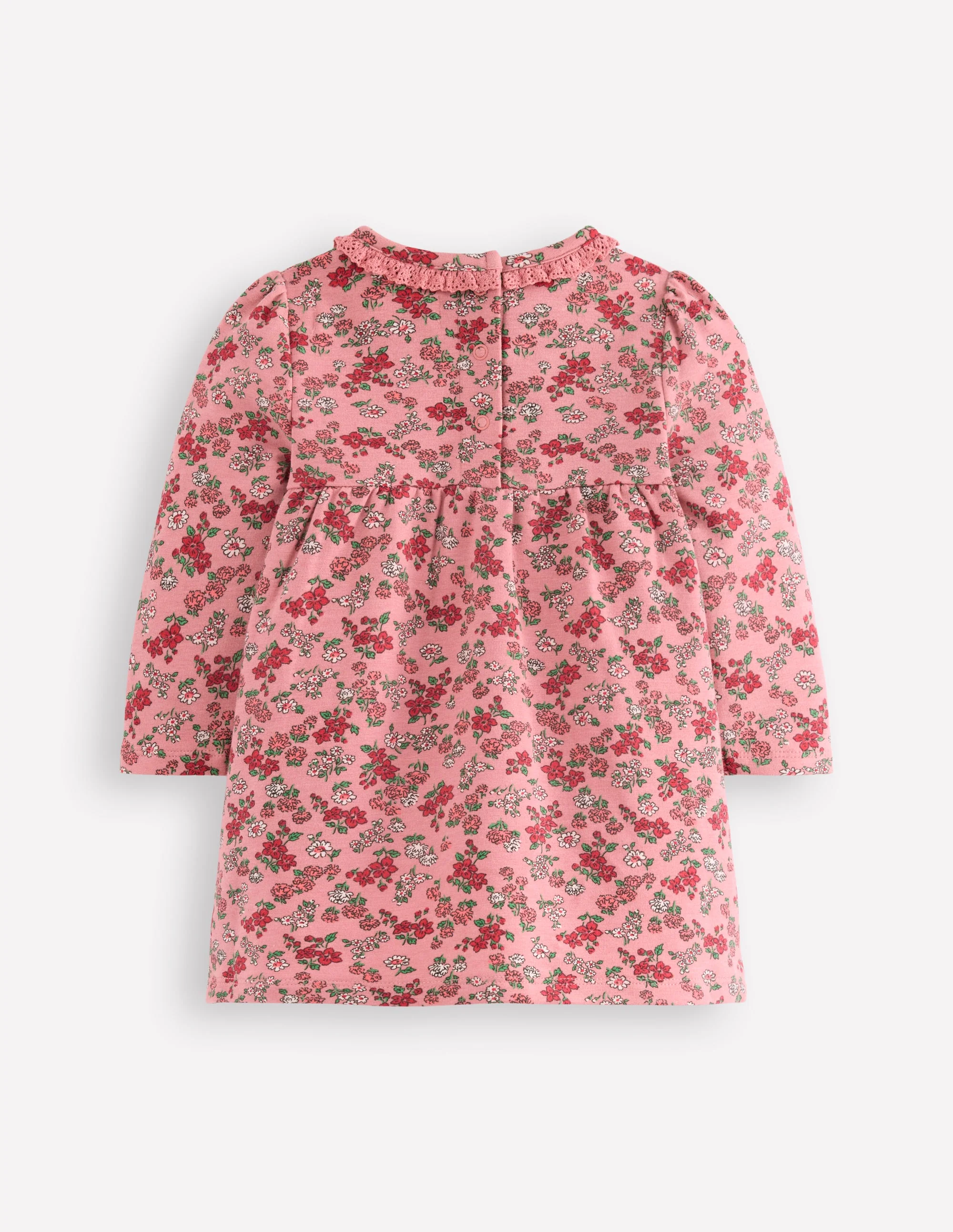 Sweatshirt Dress-Strawberry Pink Flower Meadow - Image 2