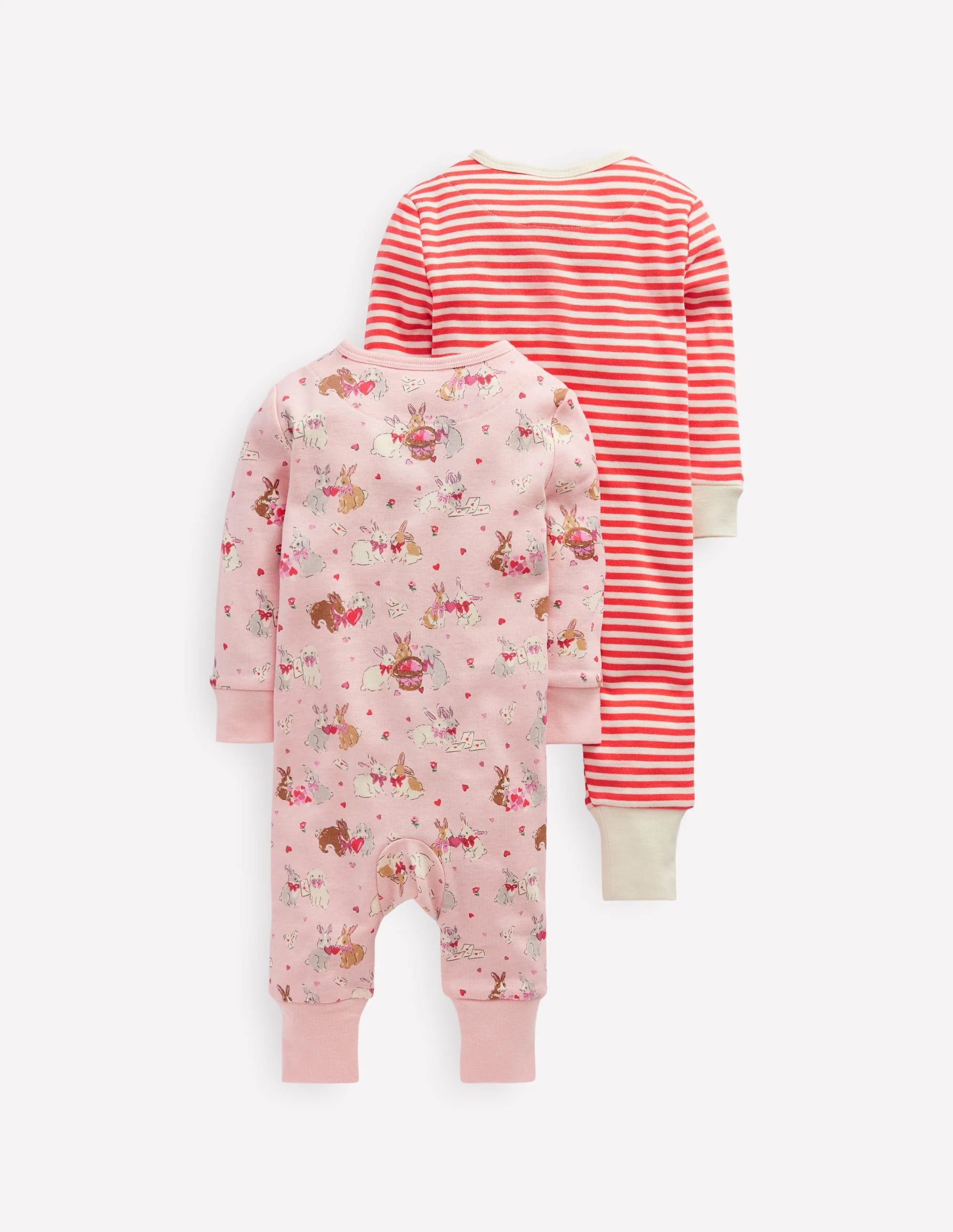Twin Pack Rompers-Chalk Pink Love Bunnies - Image 2