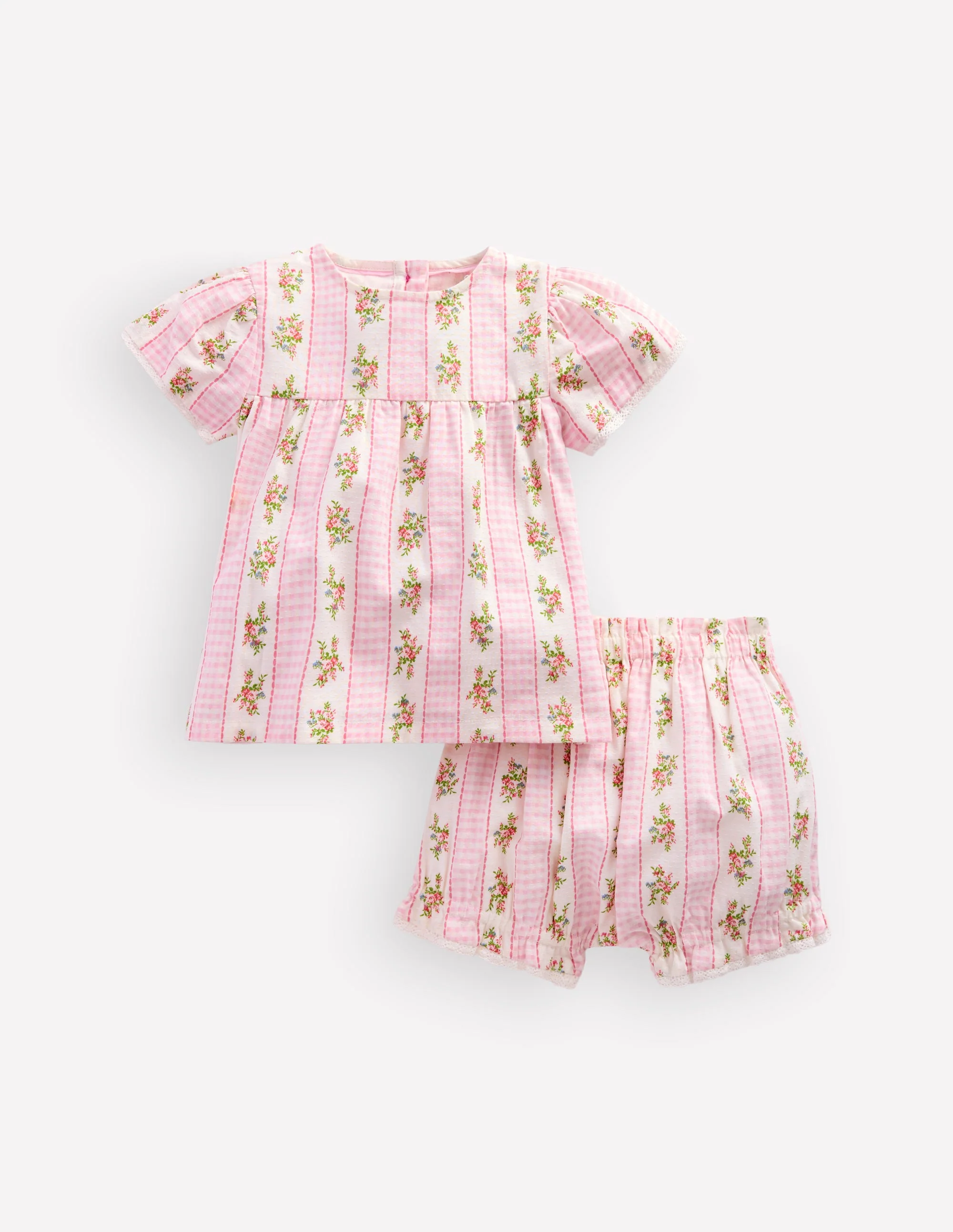 Woven Bloomers Play Set-Pink Gingham Floral - Image 2