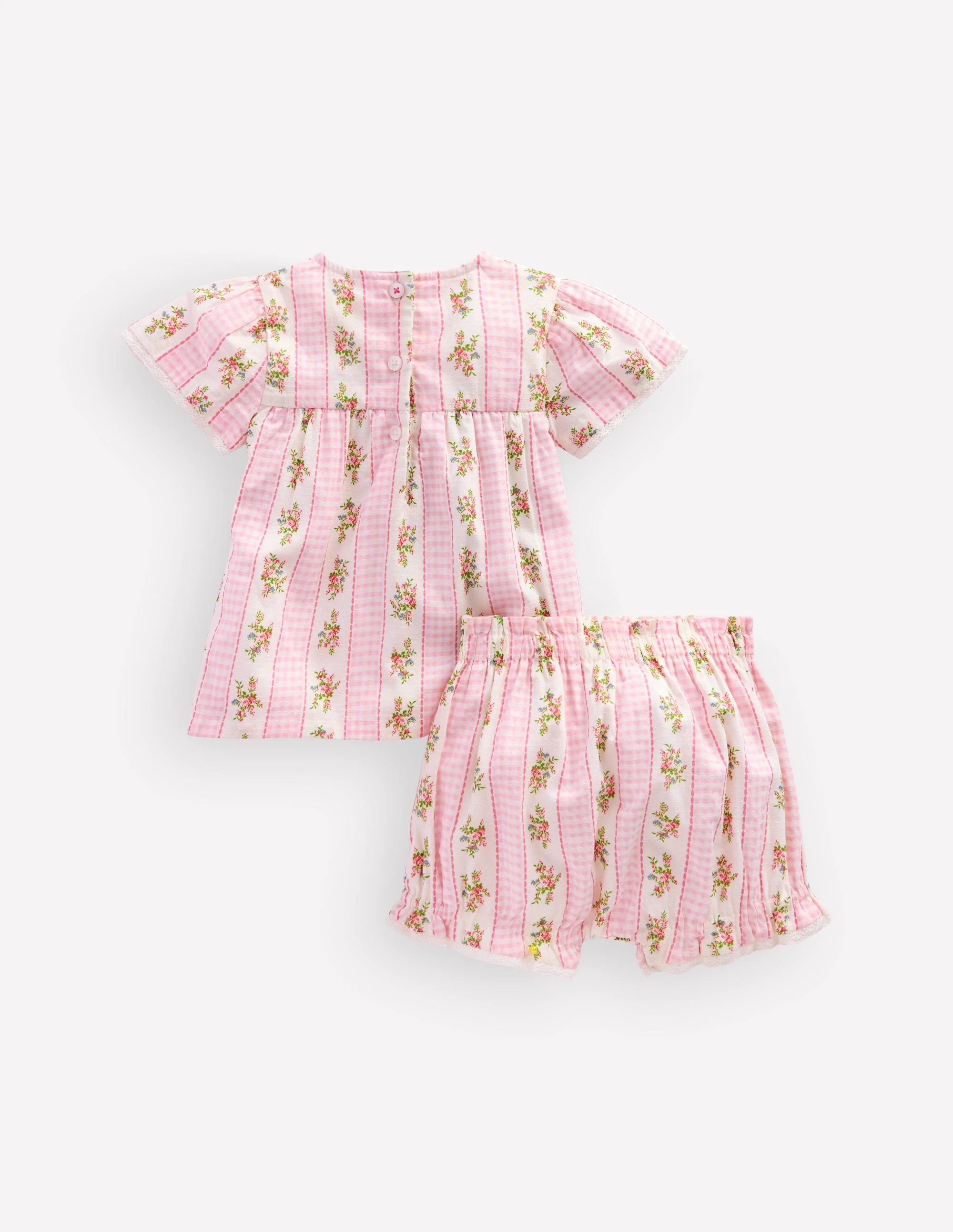 Woven Bloomers Play Set-Pink Gingham Floral - Image 3