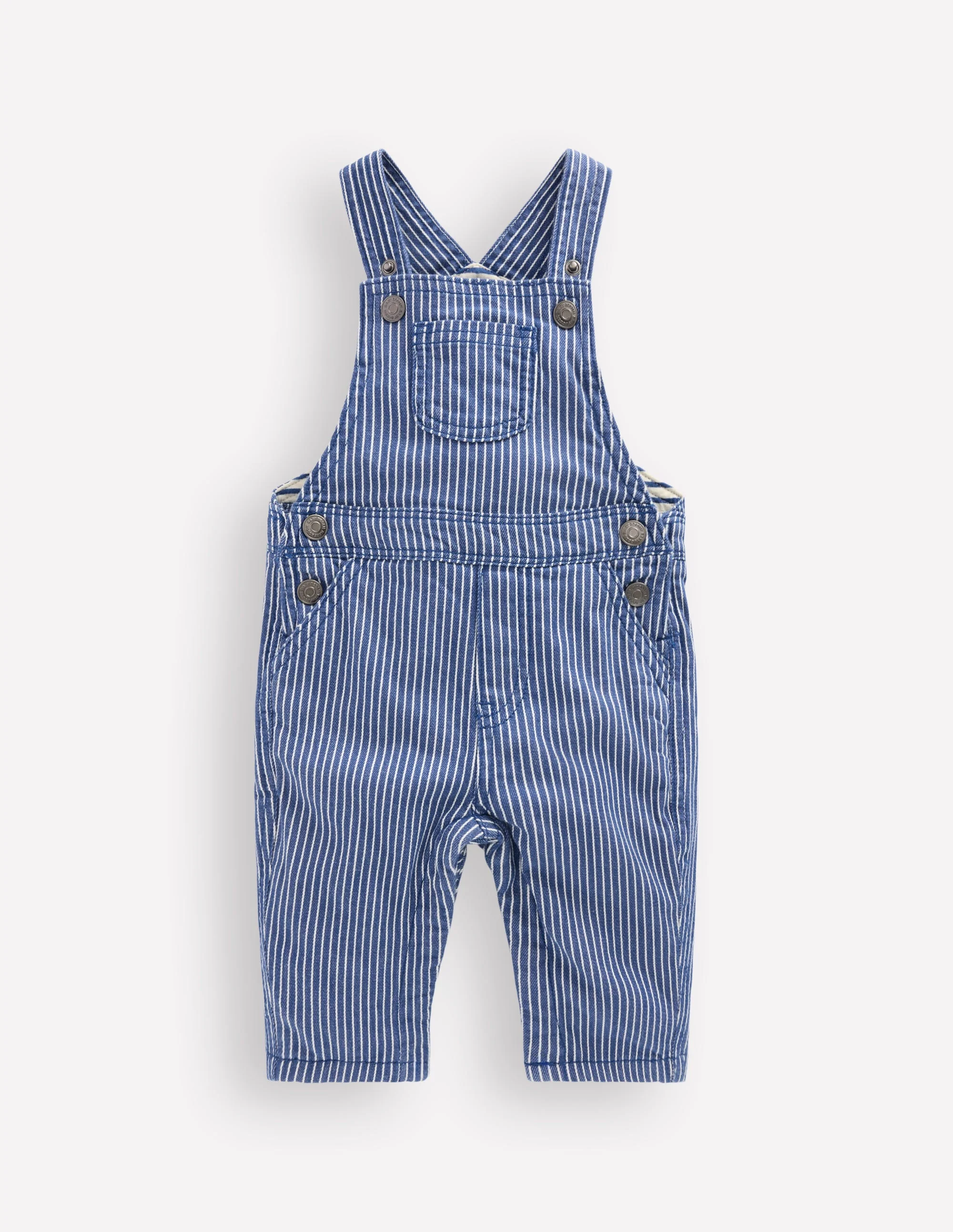 Woven Dungarees-Navy Ticking Stripe - Image 2