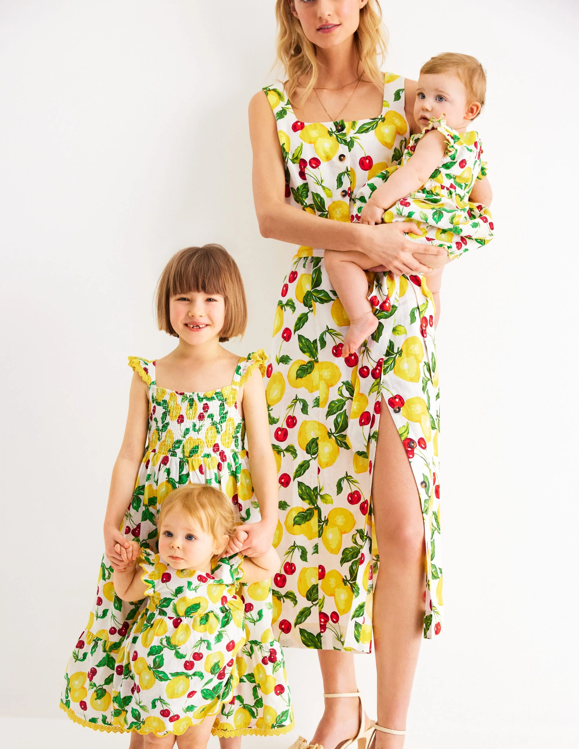 Woven Frill Dress-Soft Ivory Lemons and Cherries - Image 5