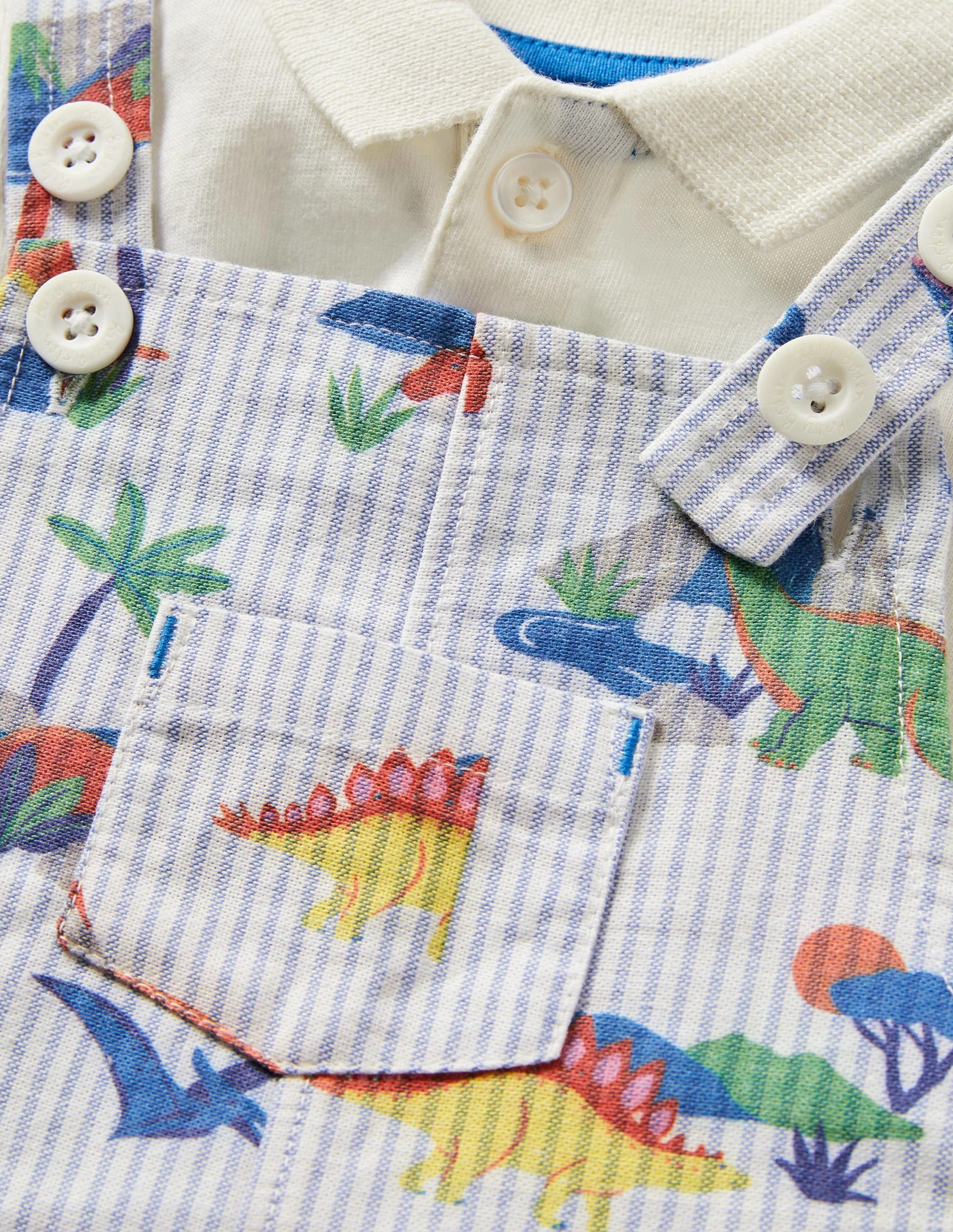 Woven Overall Set-Ticking Dino Scene - Image 3