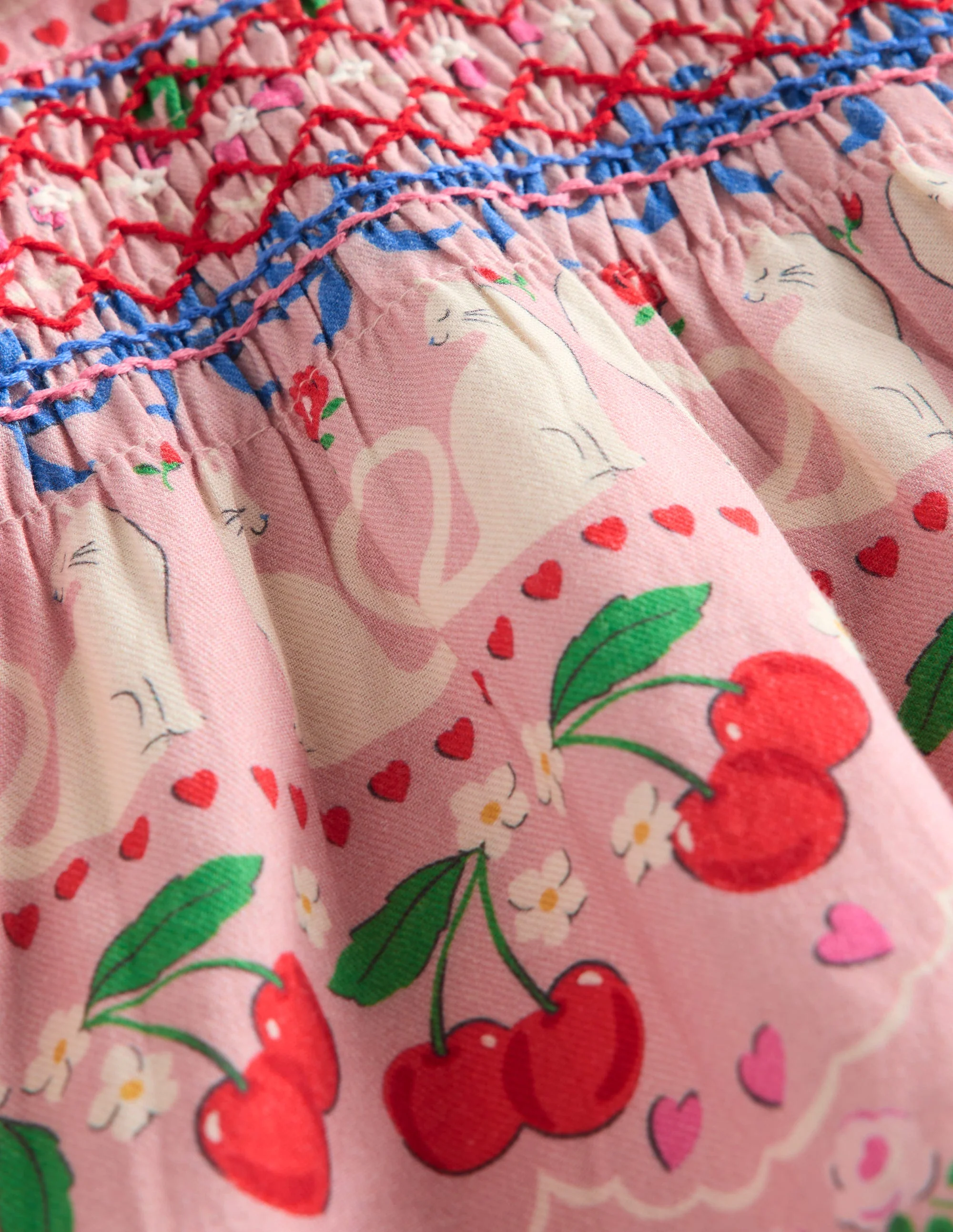Woven Party Dress-Pink Valentines Bunnies - Image 3