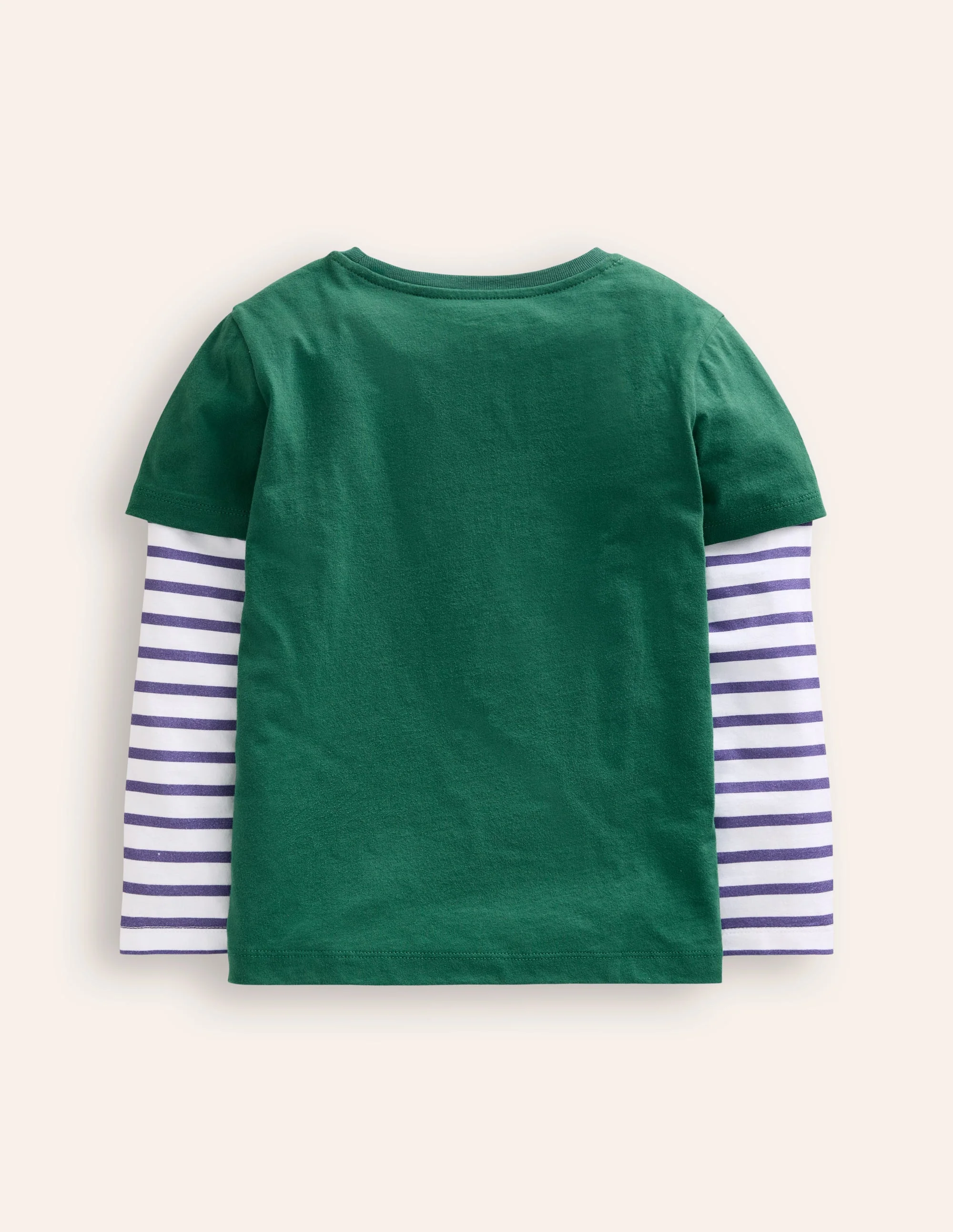 Applique Mock Sleeve T-Shirt-Jewel Green Festive Animals - Image 2