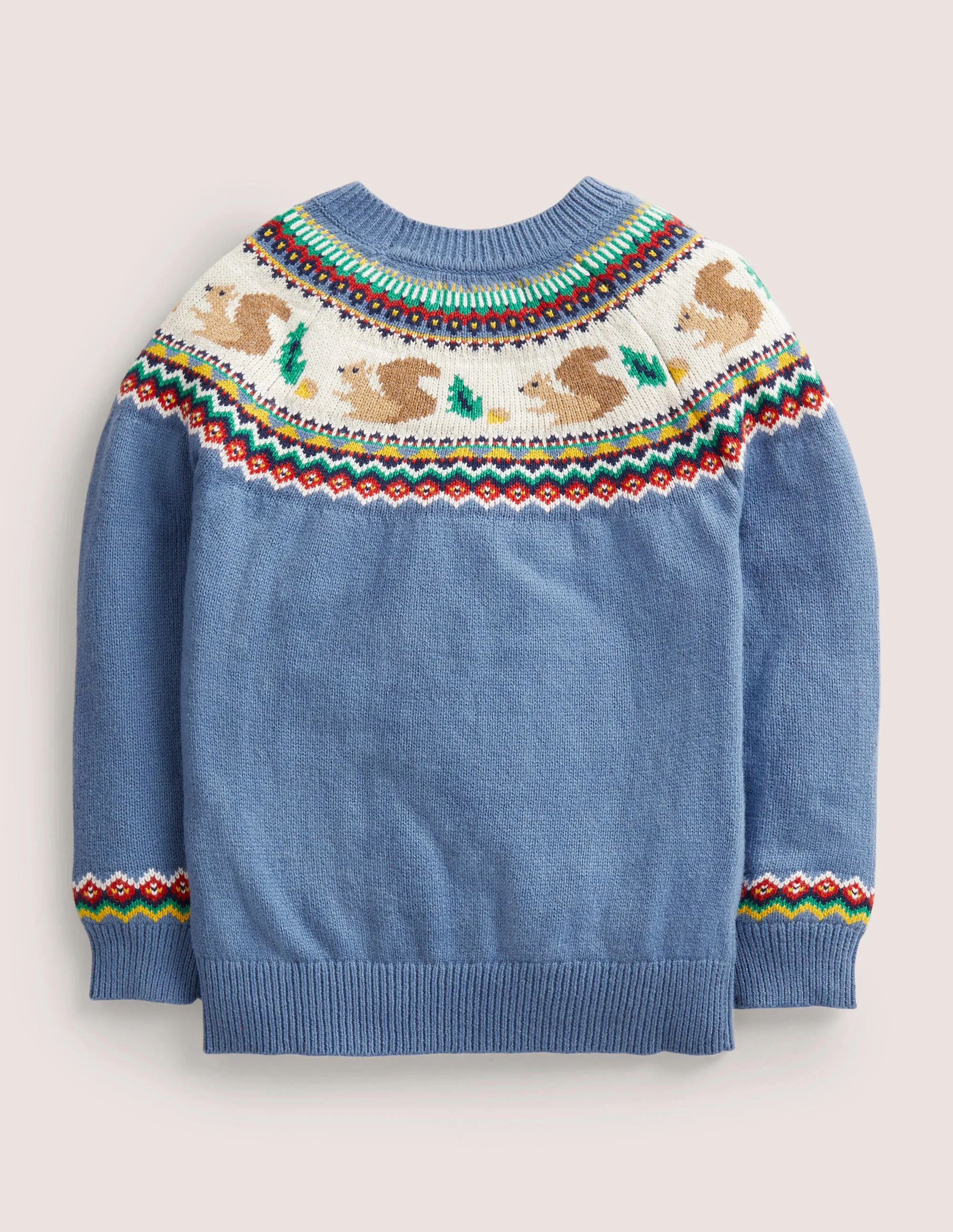 Blue Squirrel Fair Isle Sweater-Riviera Blue Woodland Fairisle - Image 2