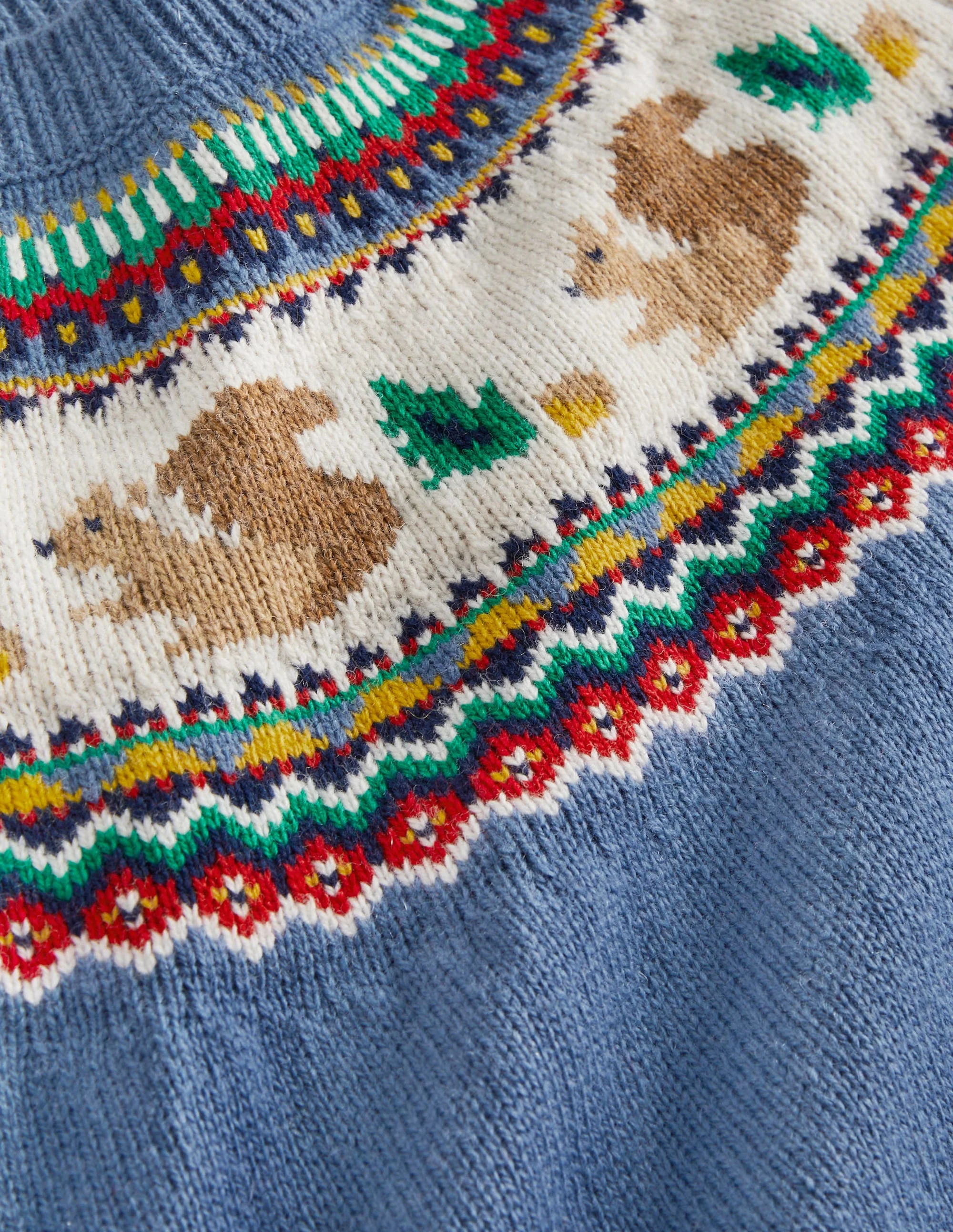 Blue Squirrel Fair Isle Sweater-Riviera Blue Woodland Fairisle - Image 3