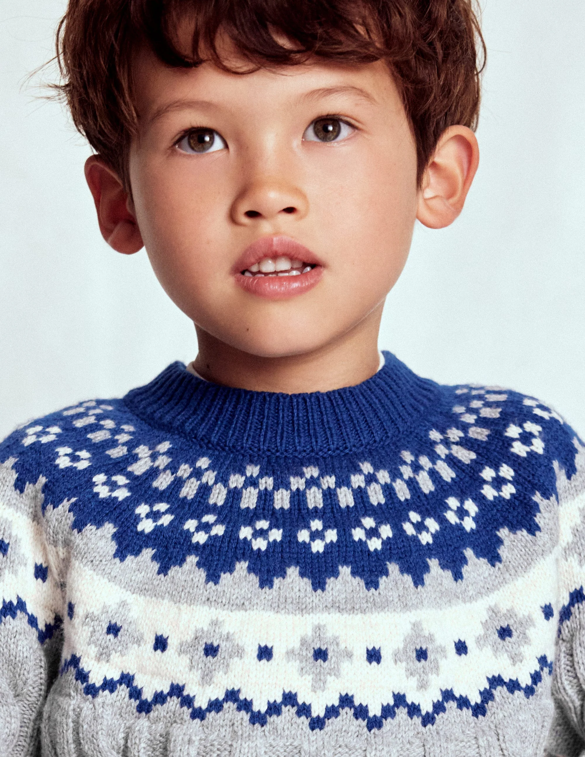Cable Fair Isle Sweater-Grey Marl - Image 2
