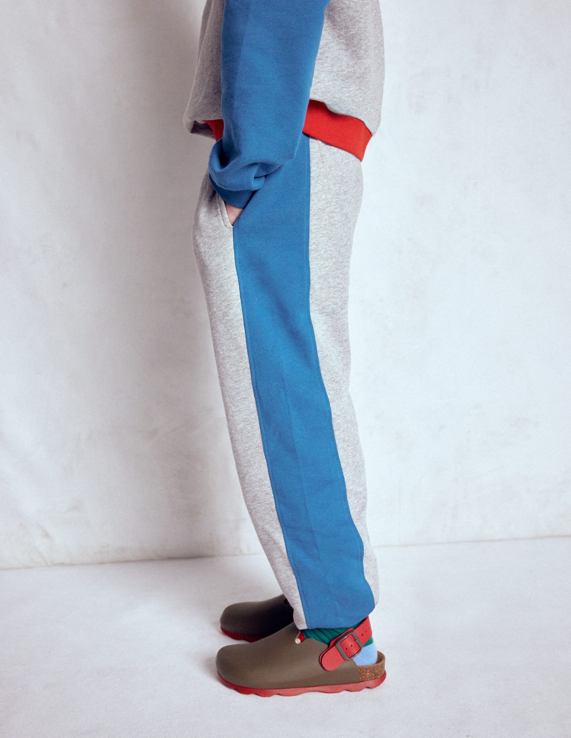 Colourblock Cuffed Joggers-Grey Colourblock